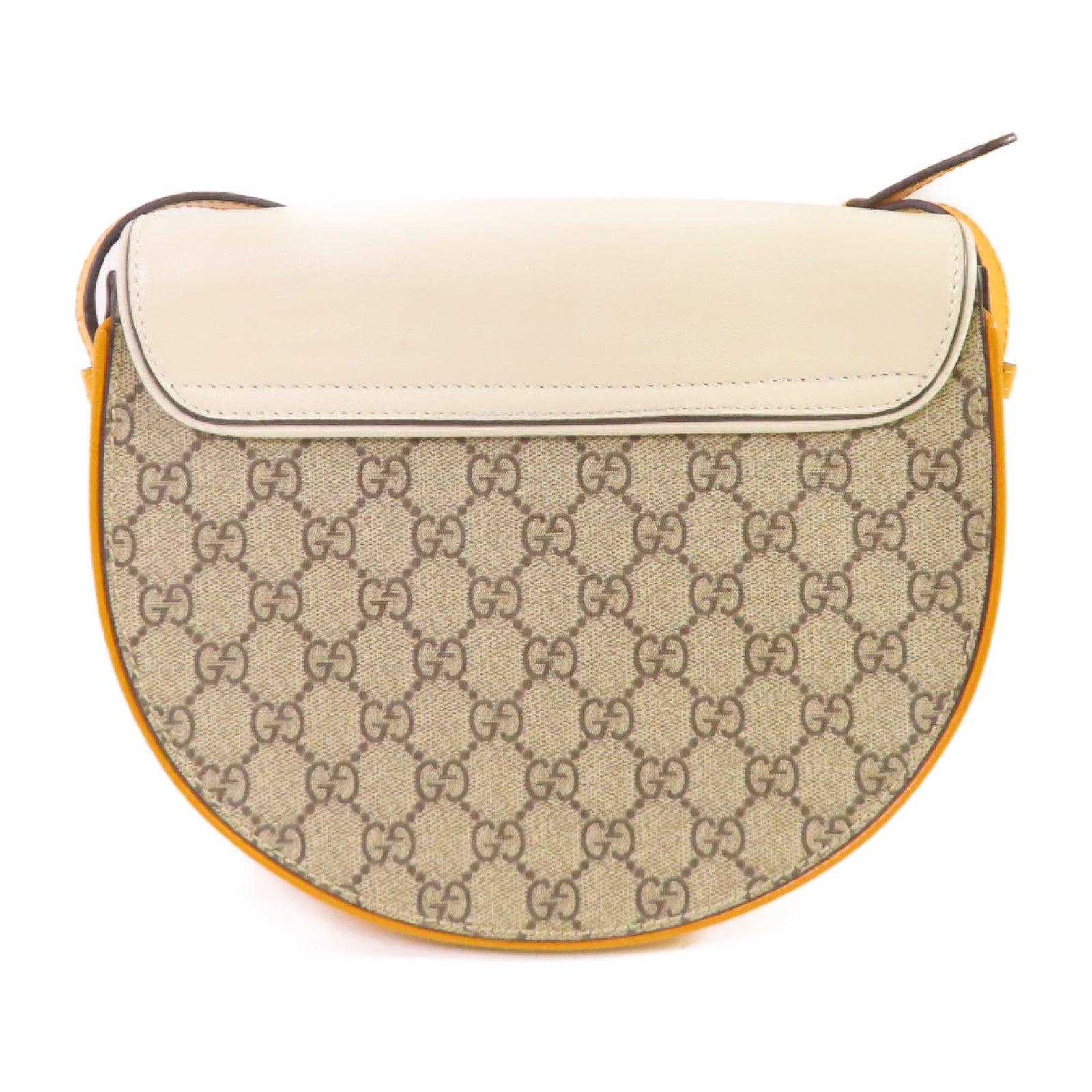 GUCCI GG Padlock Shoulder Bag Coated Canvas Calfskin Leather 644524 White Yellow