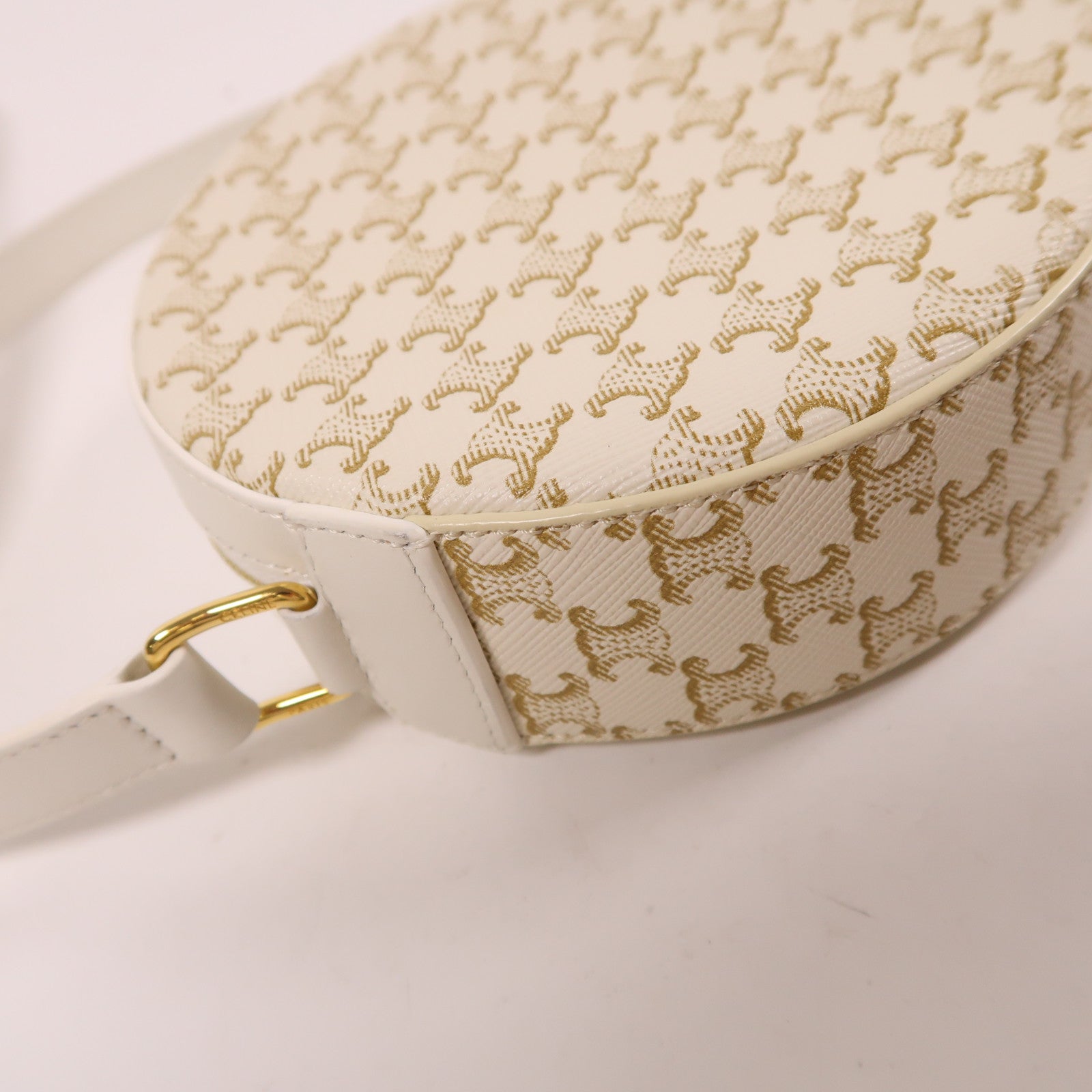 CELINE 塗層帆布/皮革Round Purse On Strap金扣肩背袋