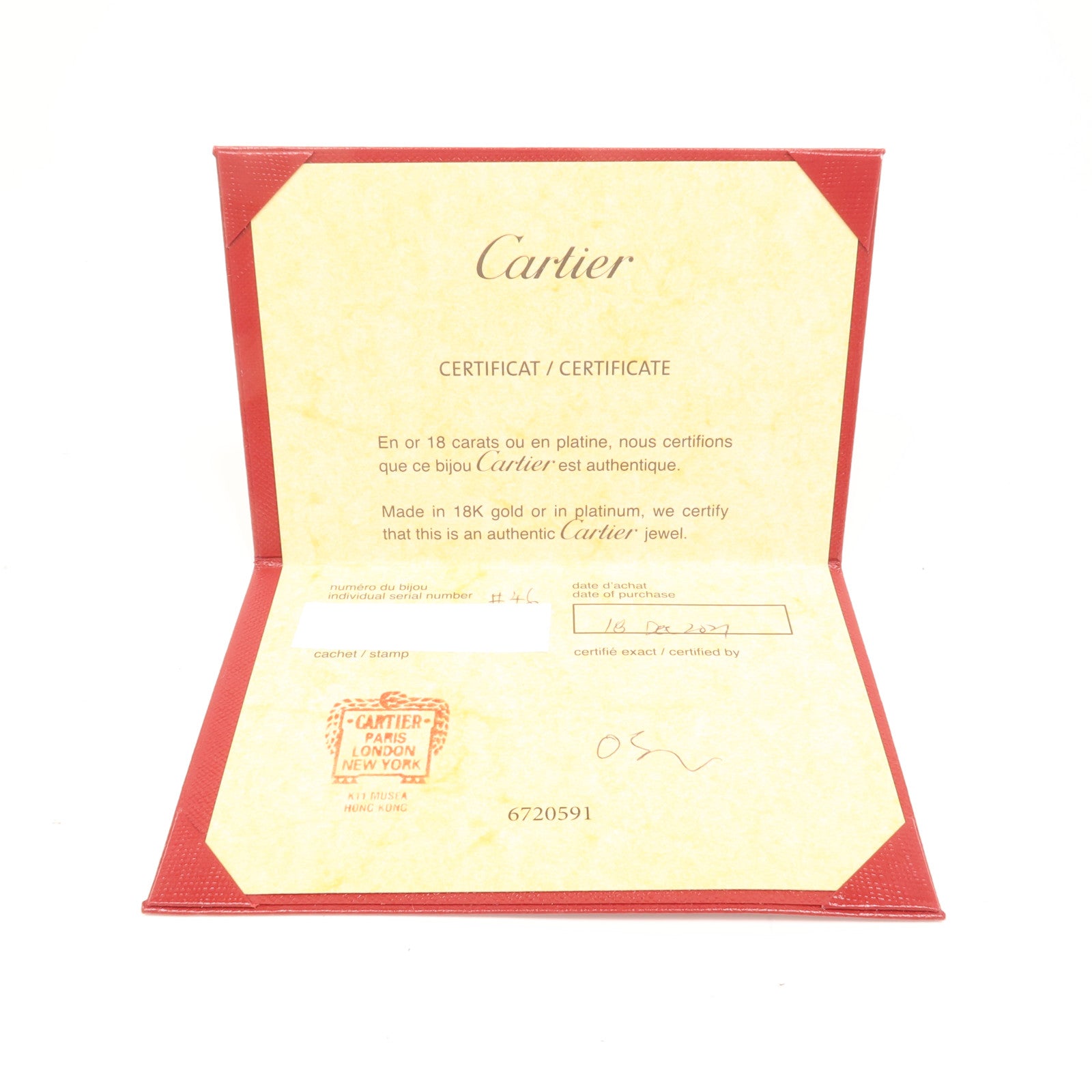 CARTIER 18K玫瑰金C De Diamond 1鑽石戒指Cartier#46/US#3.75