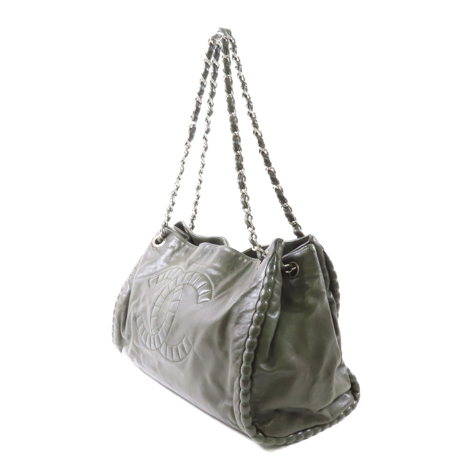CHANEL 牛皮皮革Tote Bag銀扣鏈帶手挽袋