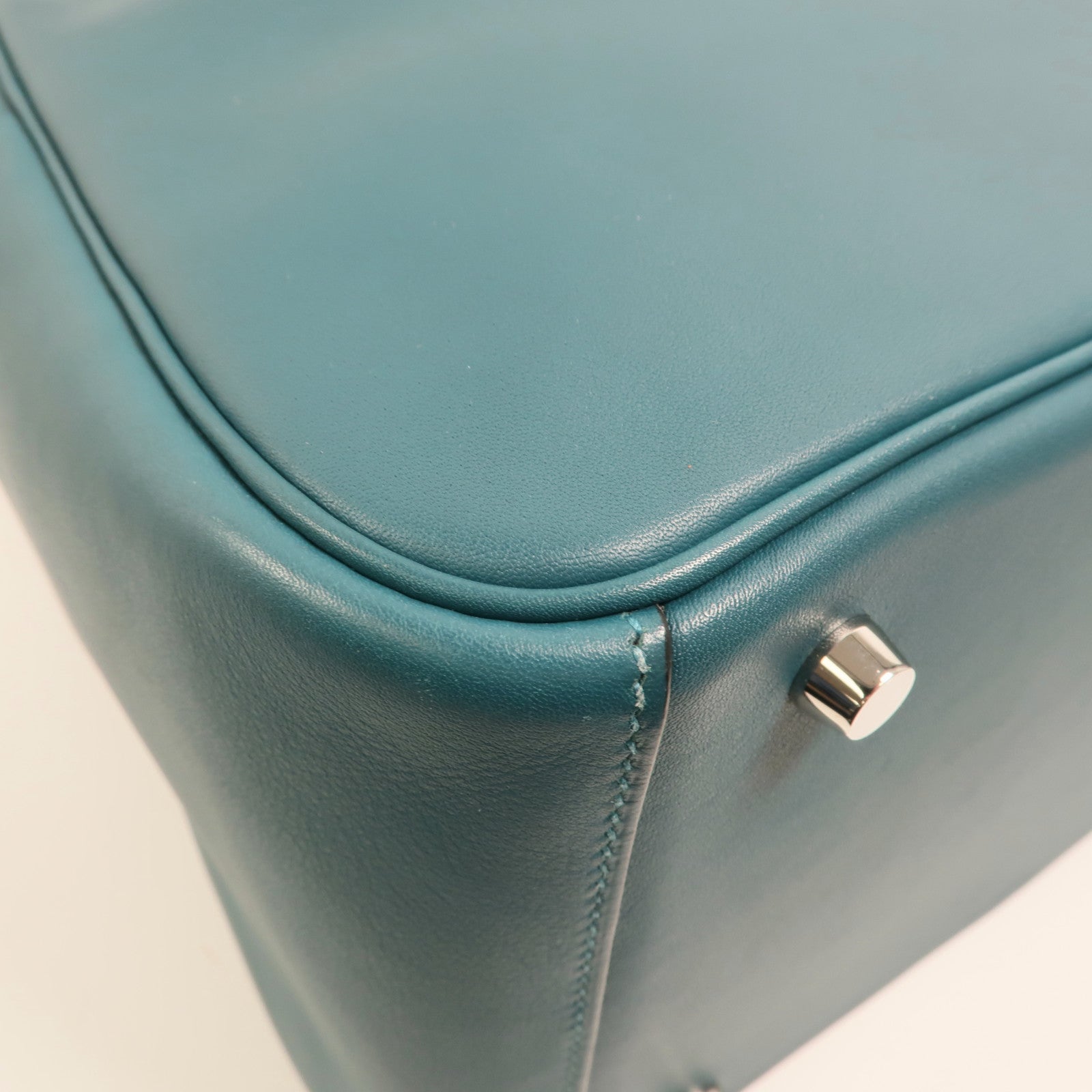 HERMES Swift皮革Lindy 30銀扣手挽肩背兩用袋Bleu De Galice