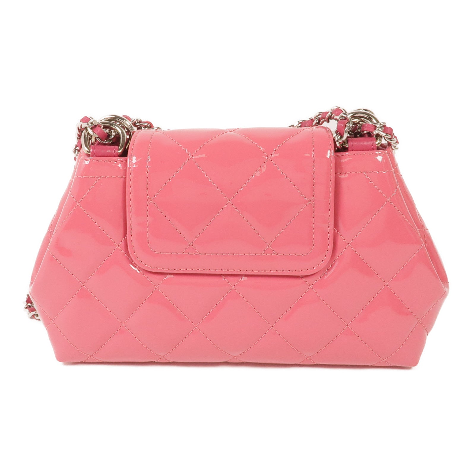 CHANEL 漆皮皮革Chain Shoulder銀扣鏈帶肩背袋