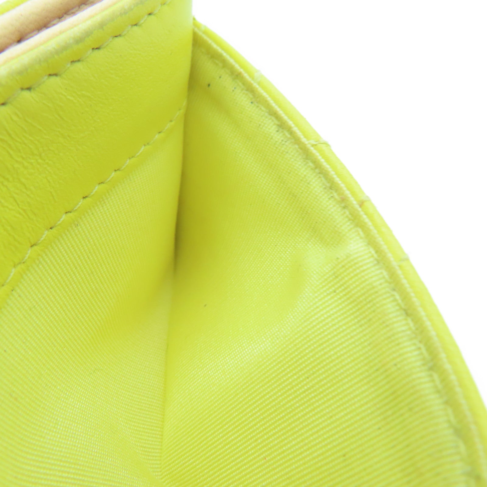 CHANEL cowhide leather Card Case card holder yellow