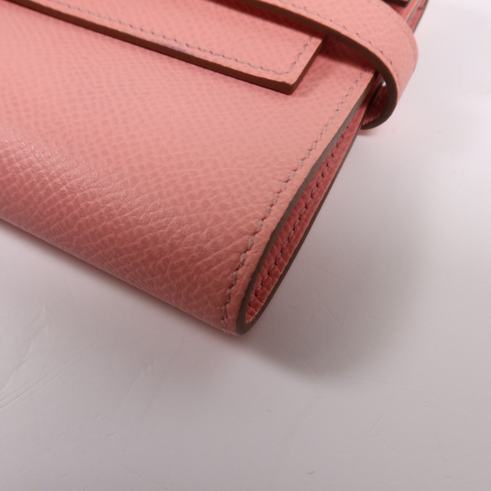 HERMES Epsom皮革Kelly Wallet銀扣長錢包Rose Confetti