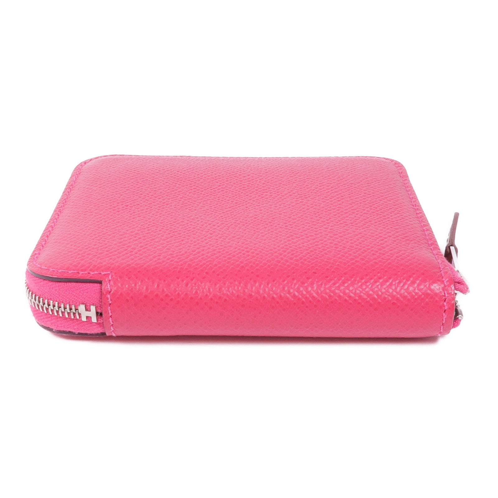 HERMES Epsom皮革Silk'In Compact Wallet銀扣錢包Rose Extreme