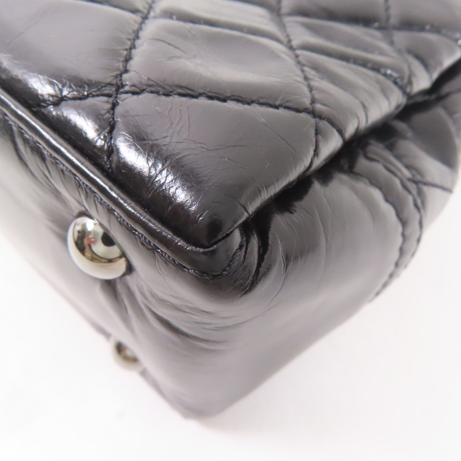 CHANEL 皮革2 Way Shoulder銀扣鏈帶肩背袋黑色