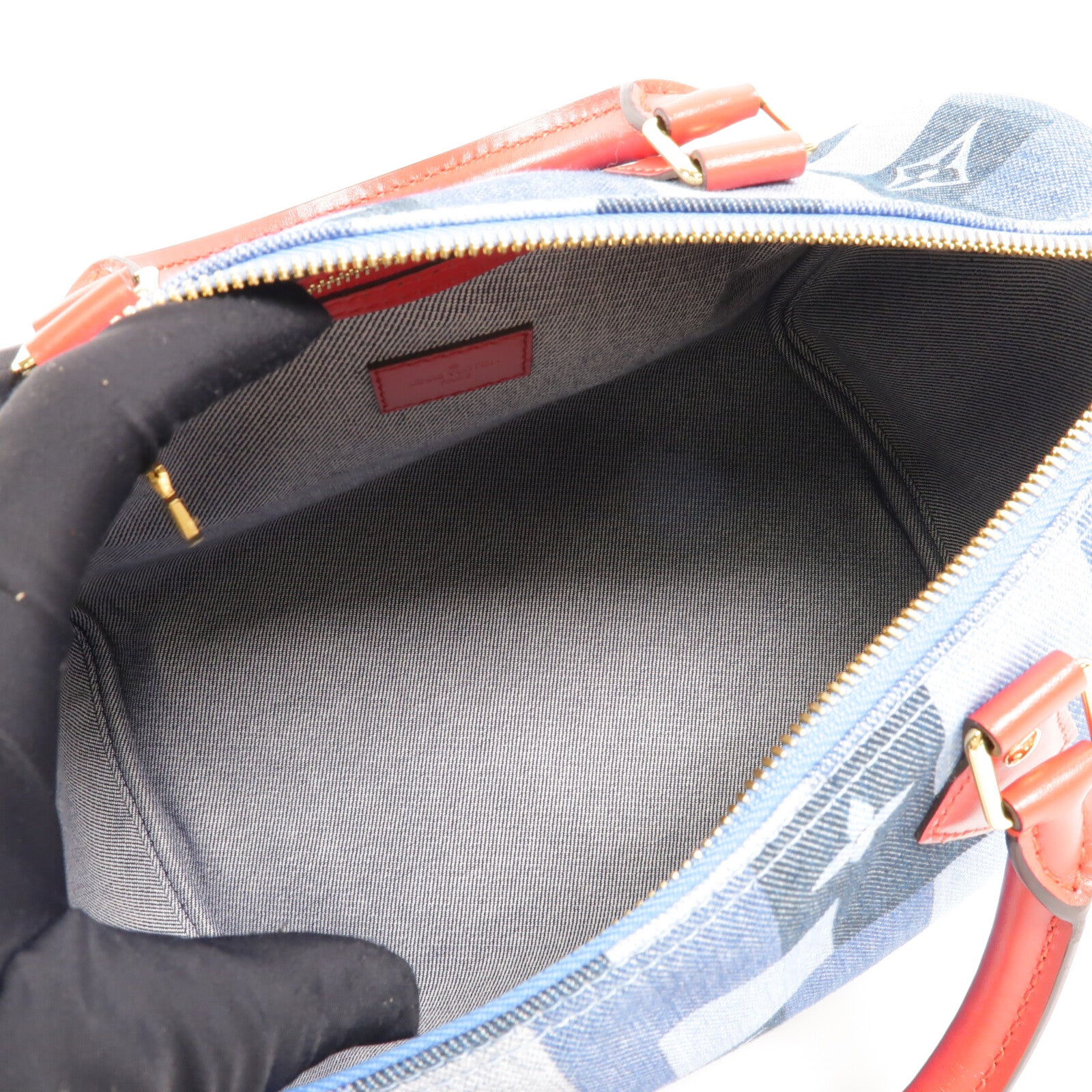 LOUIS VUITTON Monogram Denim Speedy Bandouliere 30金扣手挽肩背兩用袋