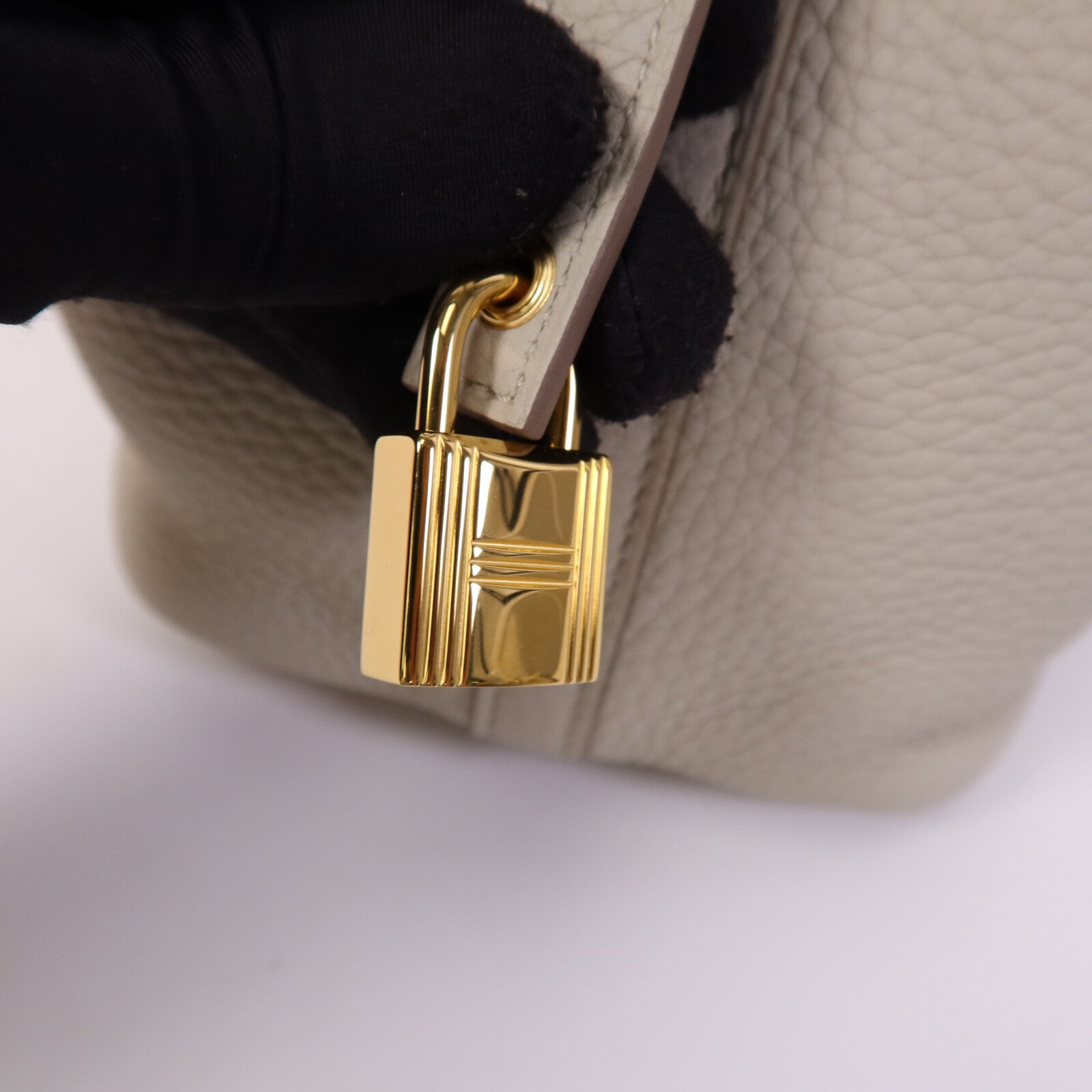 HERMES Clemence皮革Picotin PM金扣手挽袋Nata