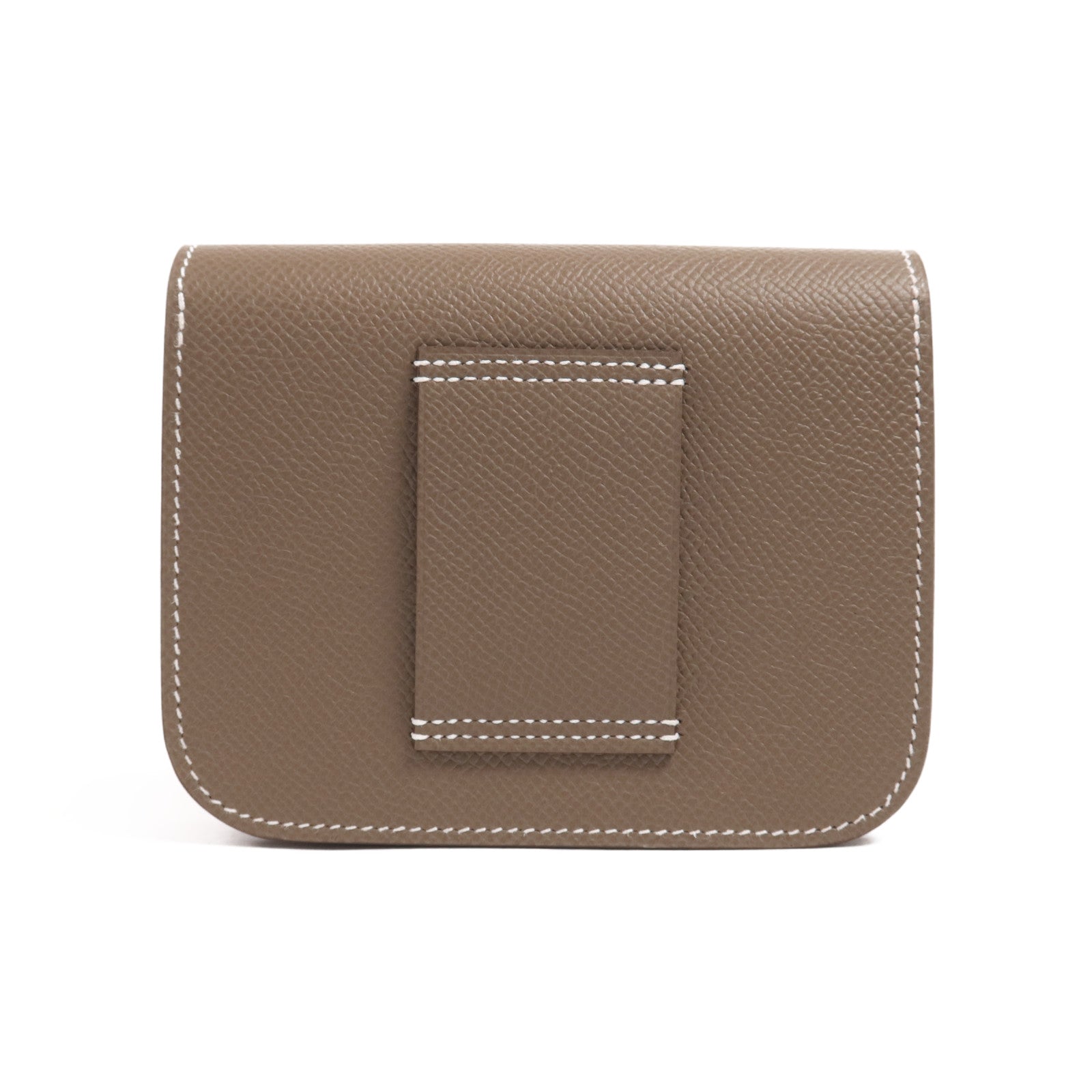 HERMES Evercolor皮革Constance Slim銀扣錢包Etoupe