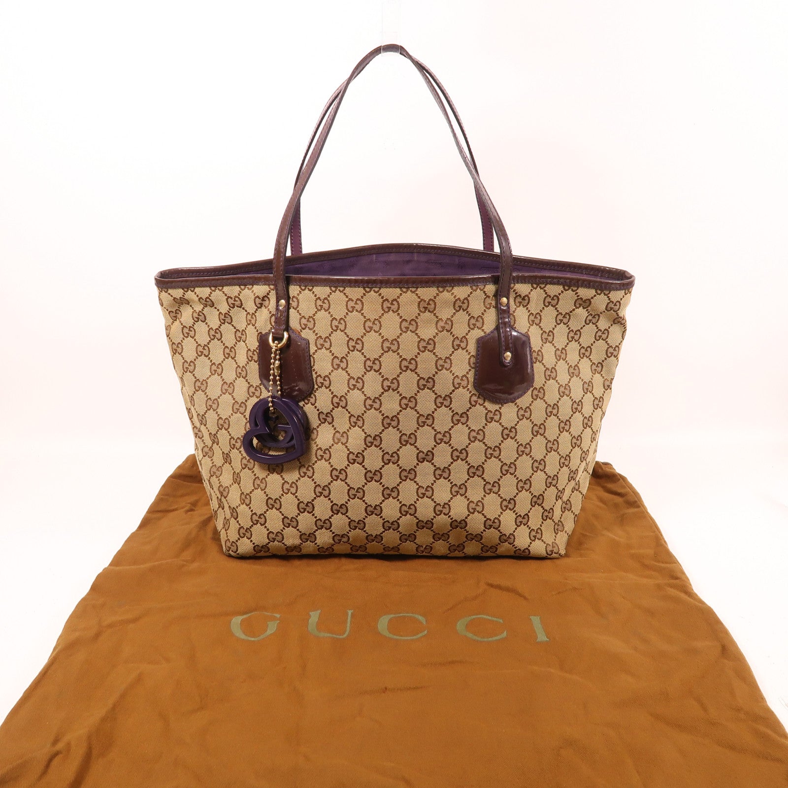 GUCCI 帆布Tote Bag金扣肩背袋