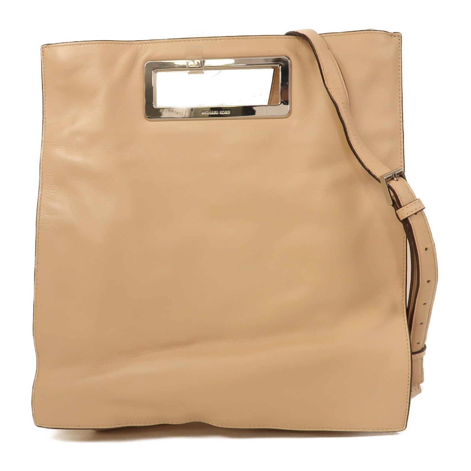 Michael Kors 牛皮皮革2 Way Shoulder銀扣手挽肩背兩用袋粉紅色