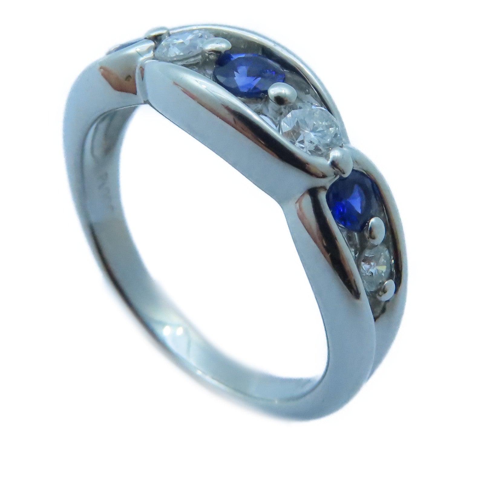 JEWELRY 【激減優惠】PT900白金Sapphire/Diamond Ring 0.35ct藍寶石/0.29ct鑽石戒指US#6.25
