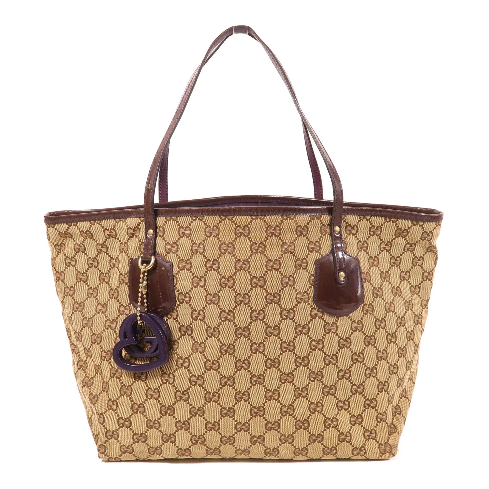 GUCCI 帆布Tote Bag金扣肩背袋