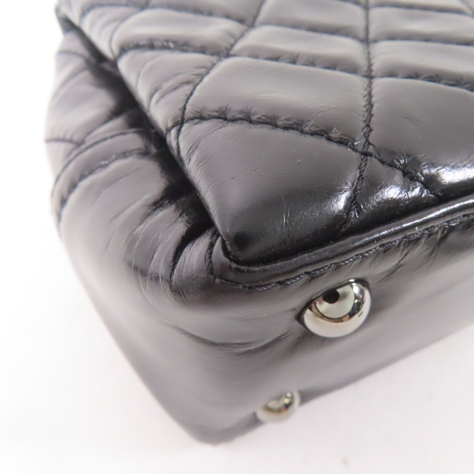 CHANEL 皮革2 Way Shoulder銀扣鏈帶肩背袋黑色