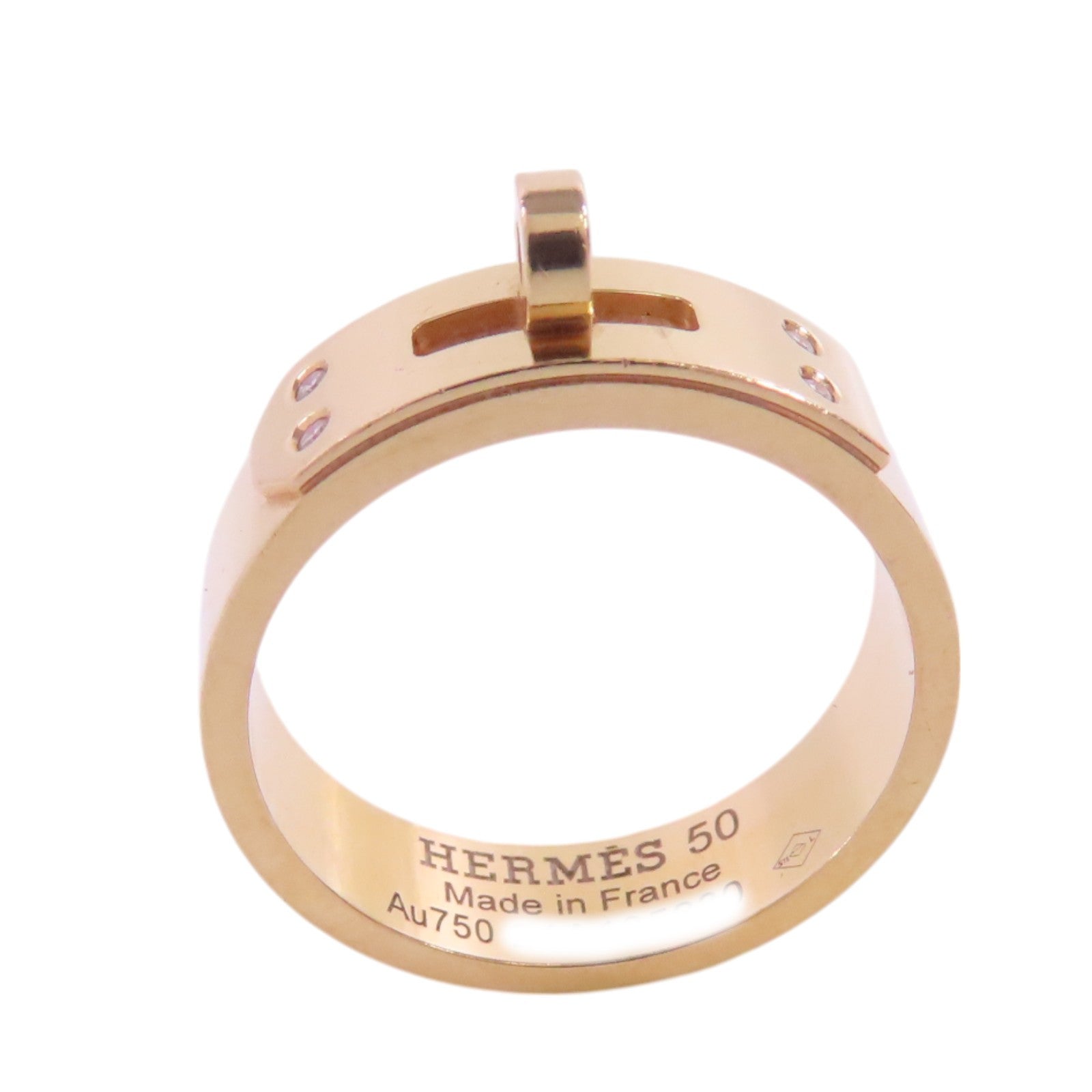 HERMES 18K玫瑰金/鑽石4Did Small Kelly Ring戒指#50/US#5
