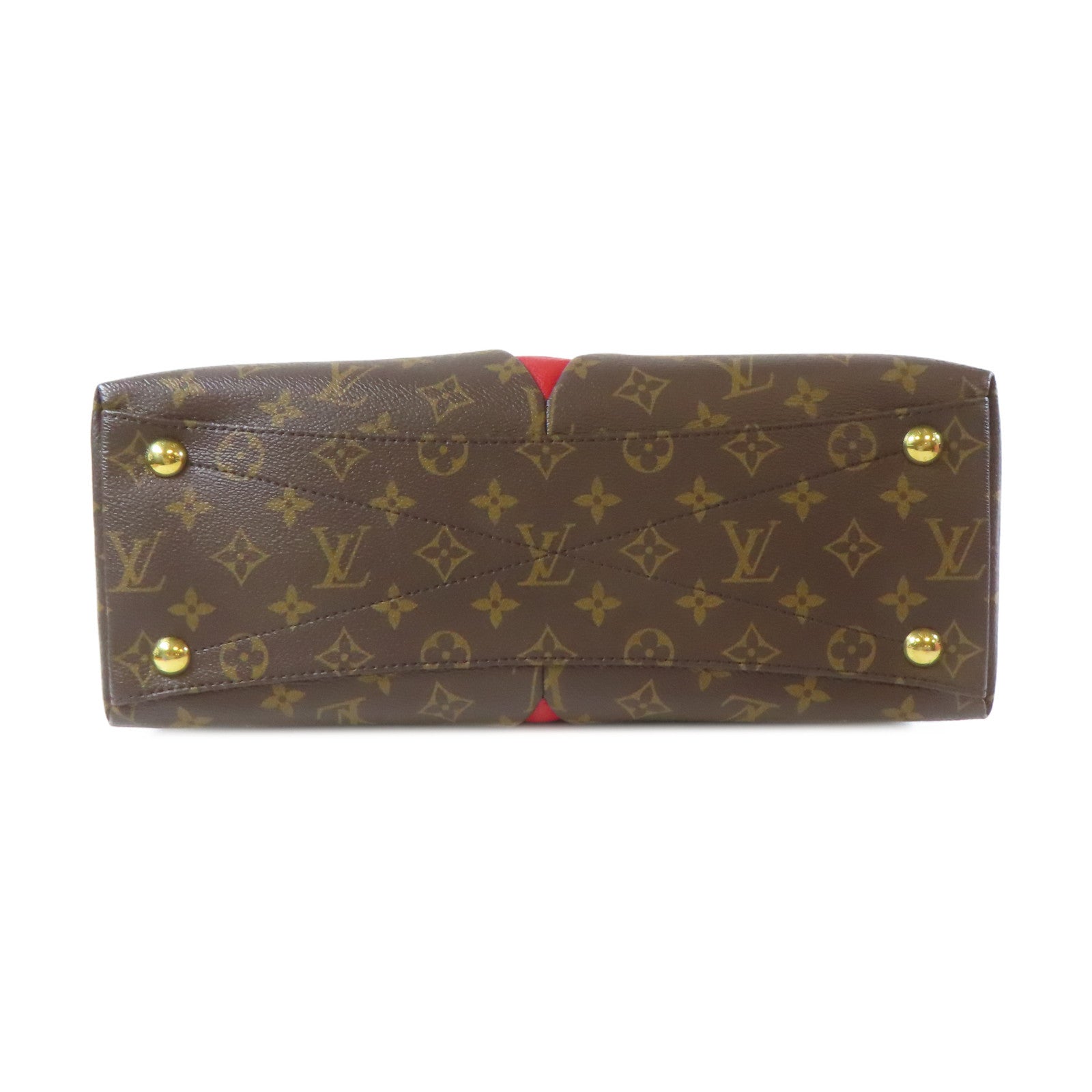 LOUIS VUITTON Monogram V Tote MM金扣手挽肩背兩用袋紅色/啡色