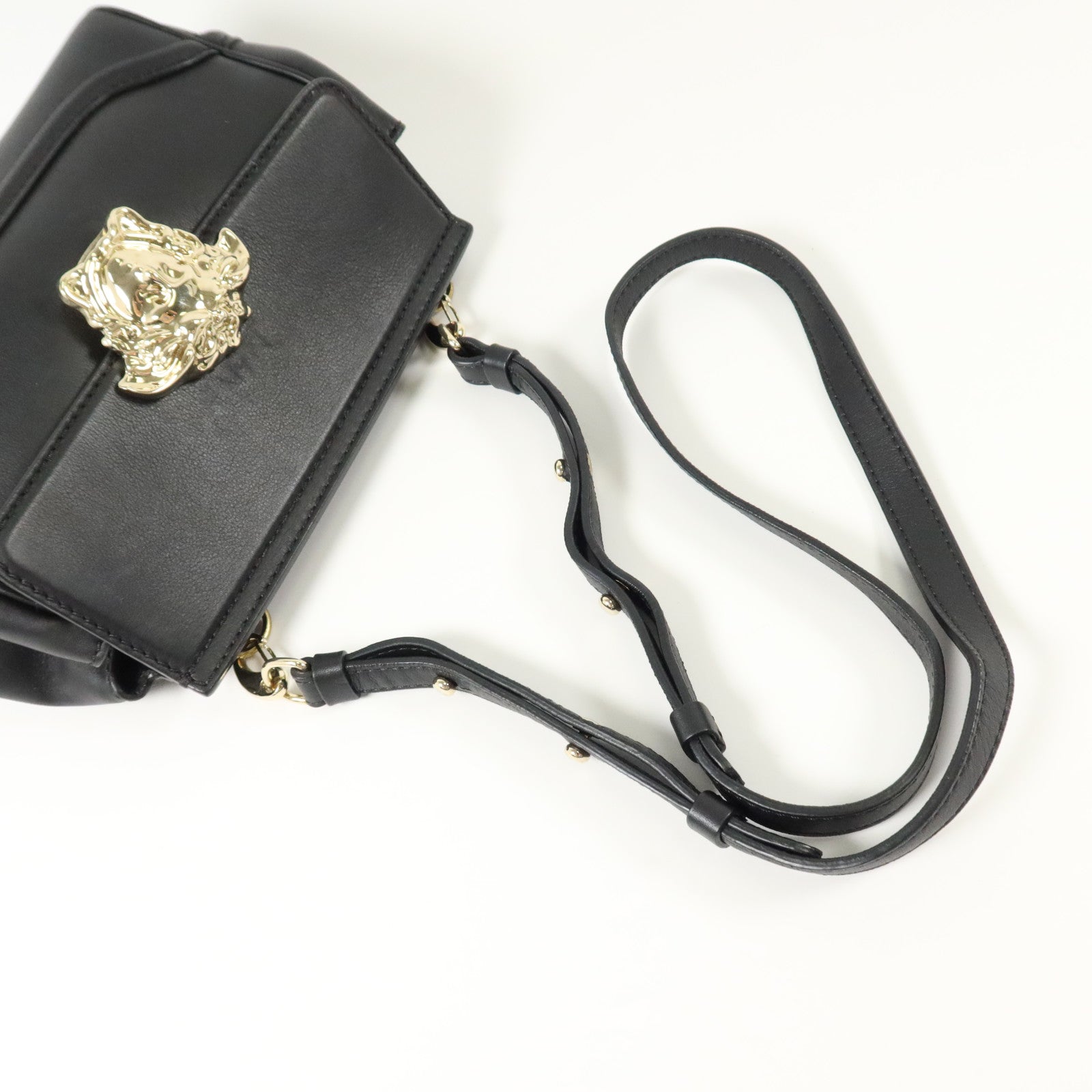 VERSACE 牛皮皮革Medusa Shoulder金扣肩背袋