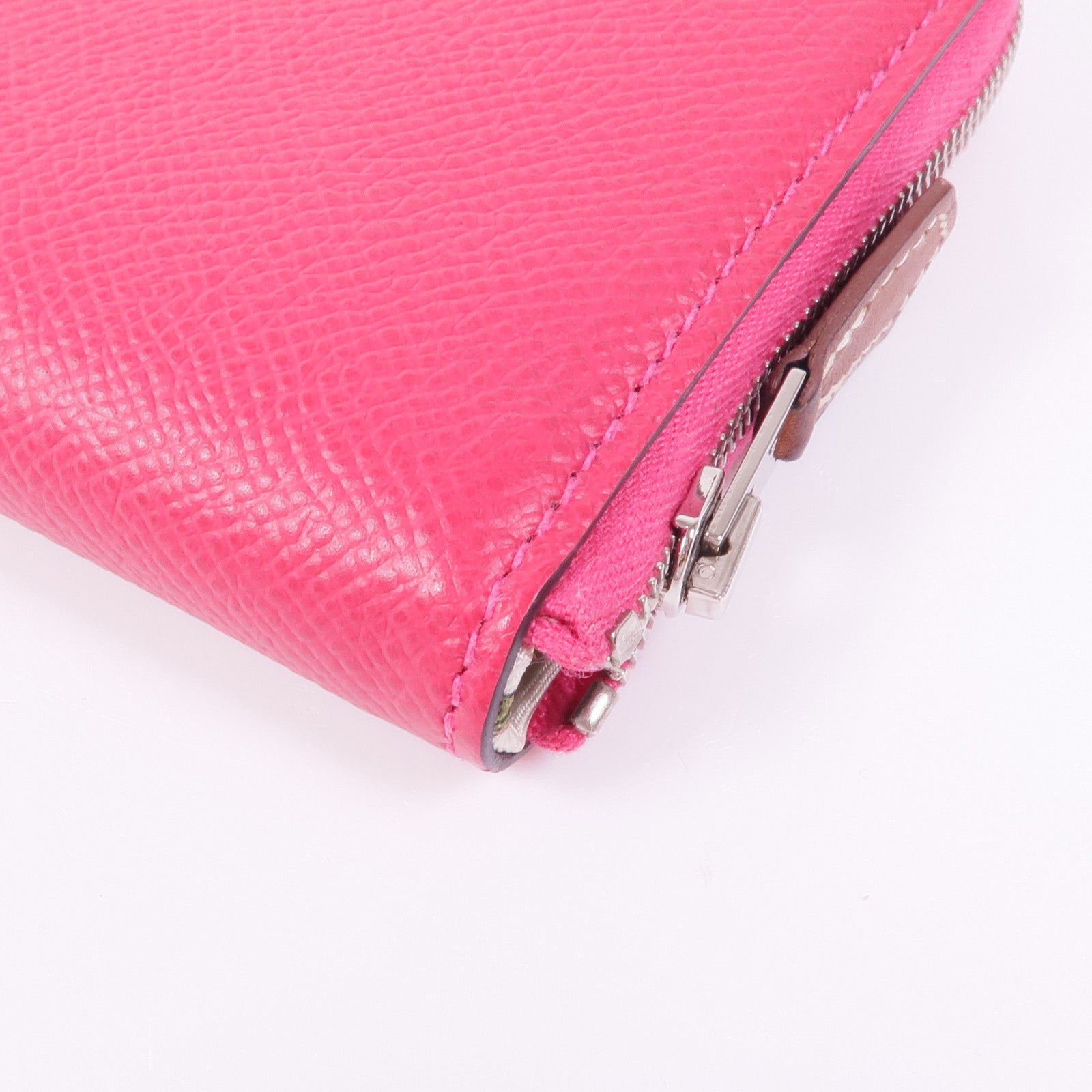 HERMES Epsom皮革Silk'In Compact Wallet銀扣錢包Rose Extreme