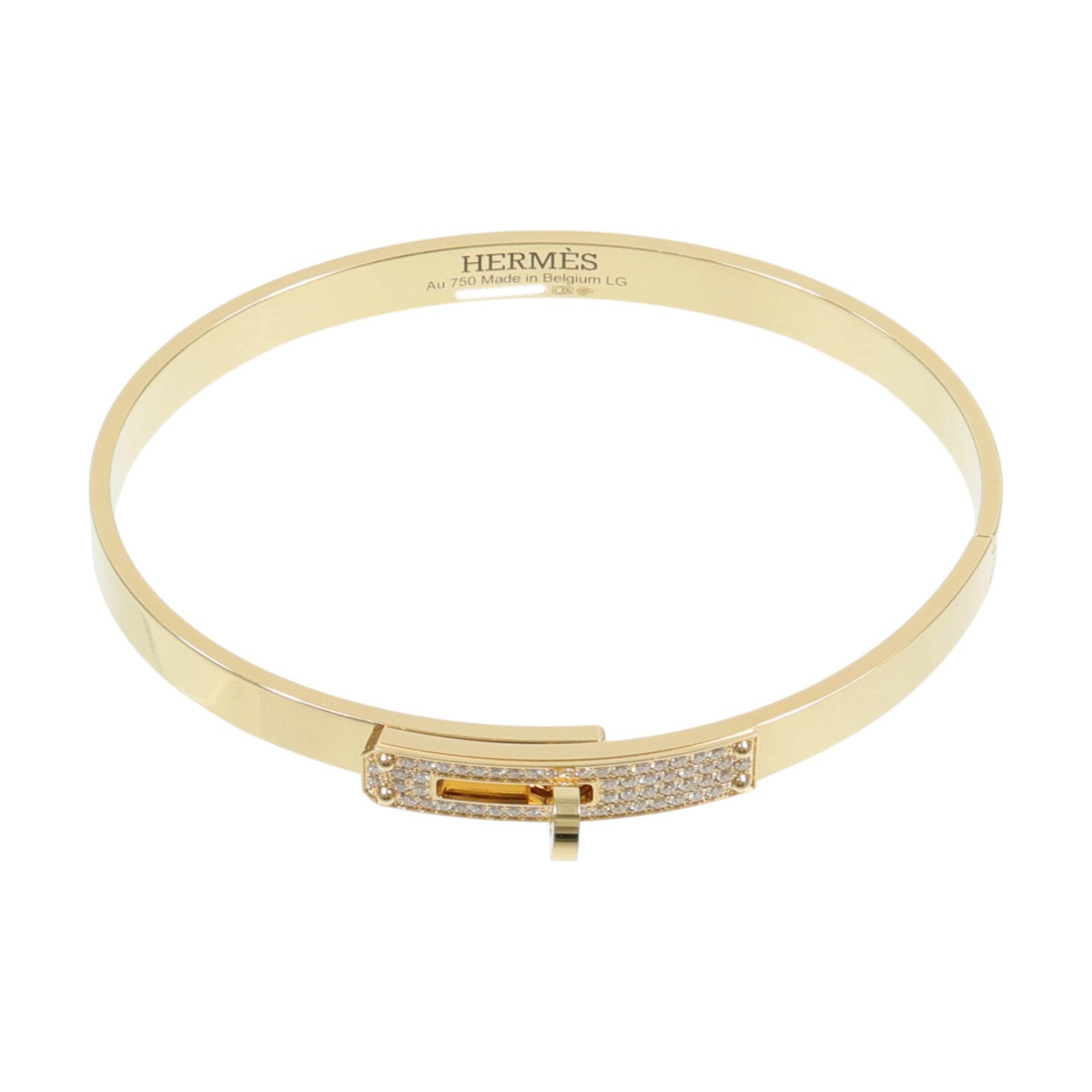 HERMES 18K黃金Kelly Bracelet鑽石手鐲