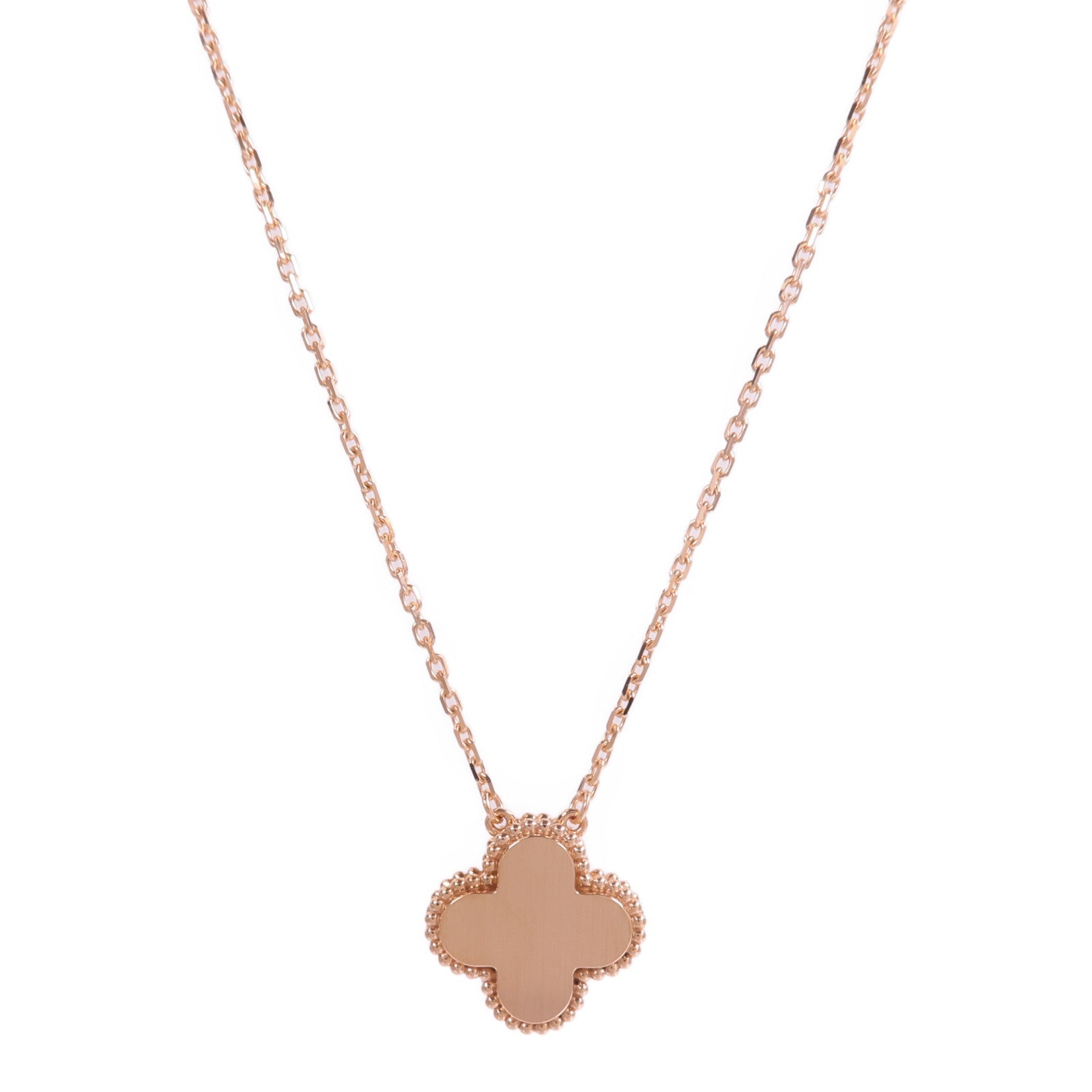Van Cleef & Arpels 18K玫瑰金Vintage Alhambra Pendant珍珠母貝/鑽石項鍊
