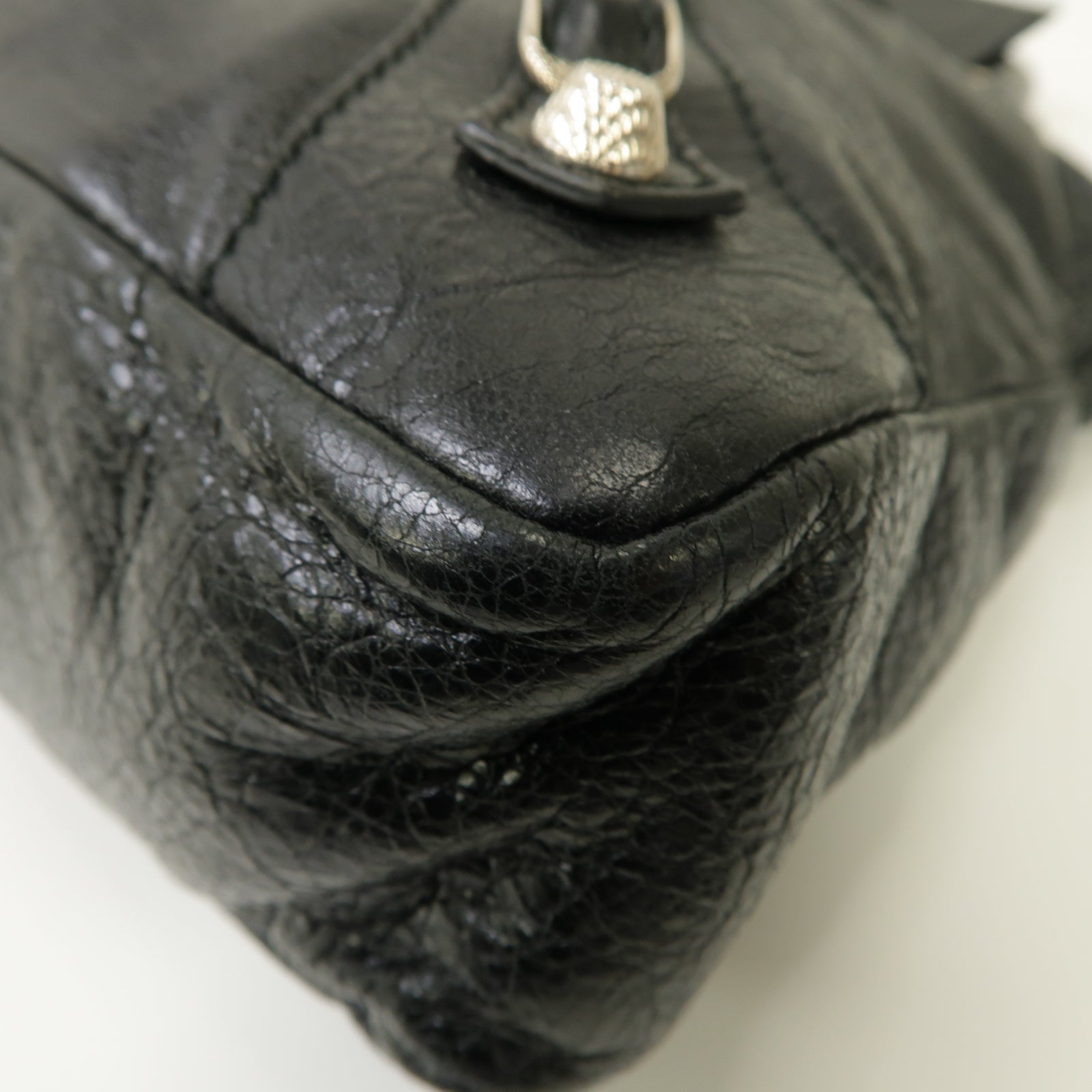 BALENCIAGA 牛皮皮革Giant Town銀扣手挽肩背兩用袋白色