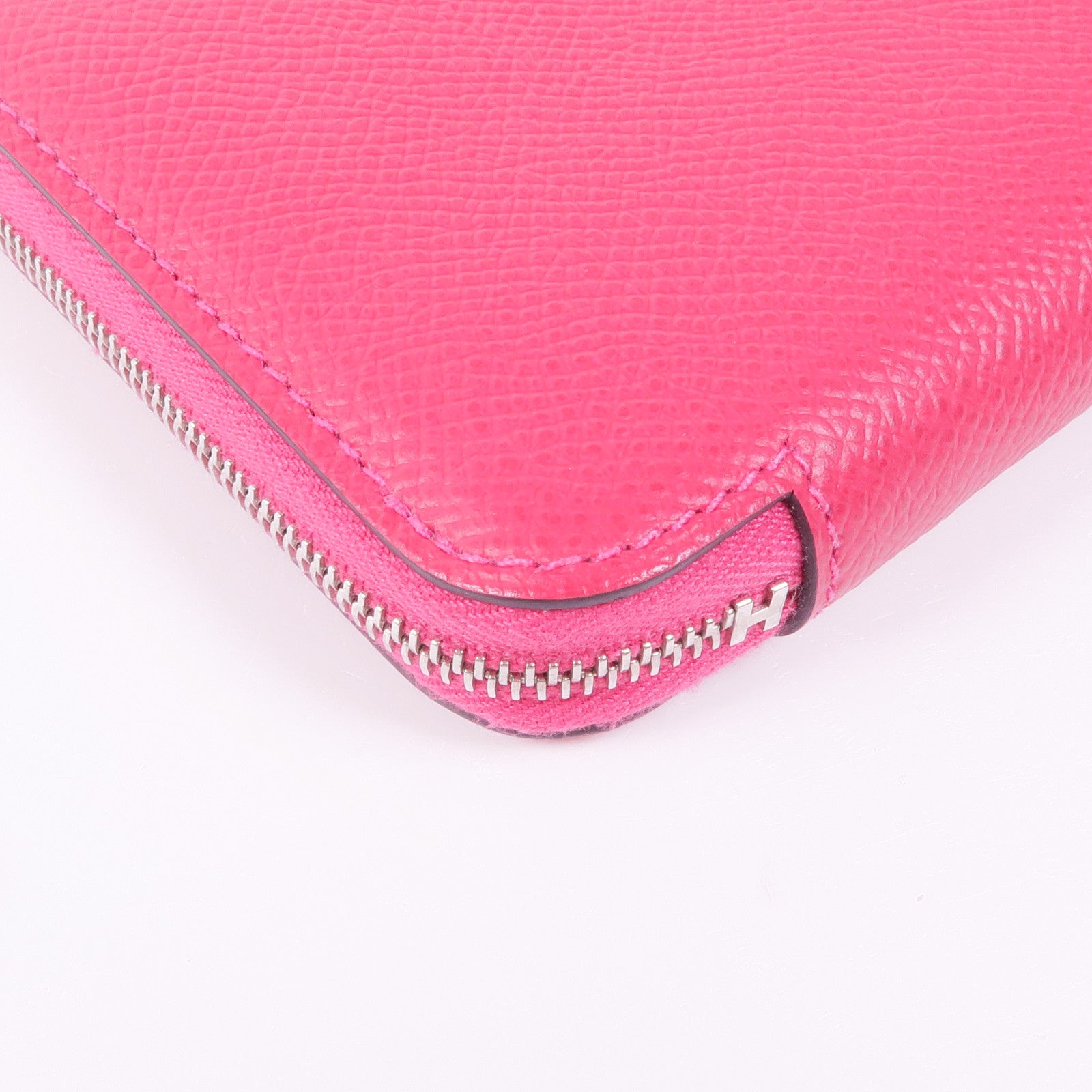 HERMES Epsom皮革Silk'In Compact Wallet銀扣錢包Rose Extreme