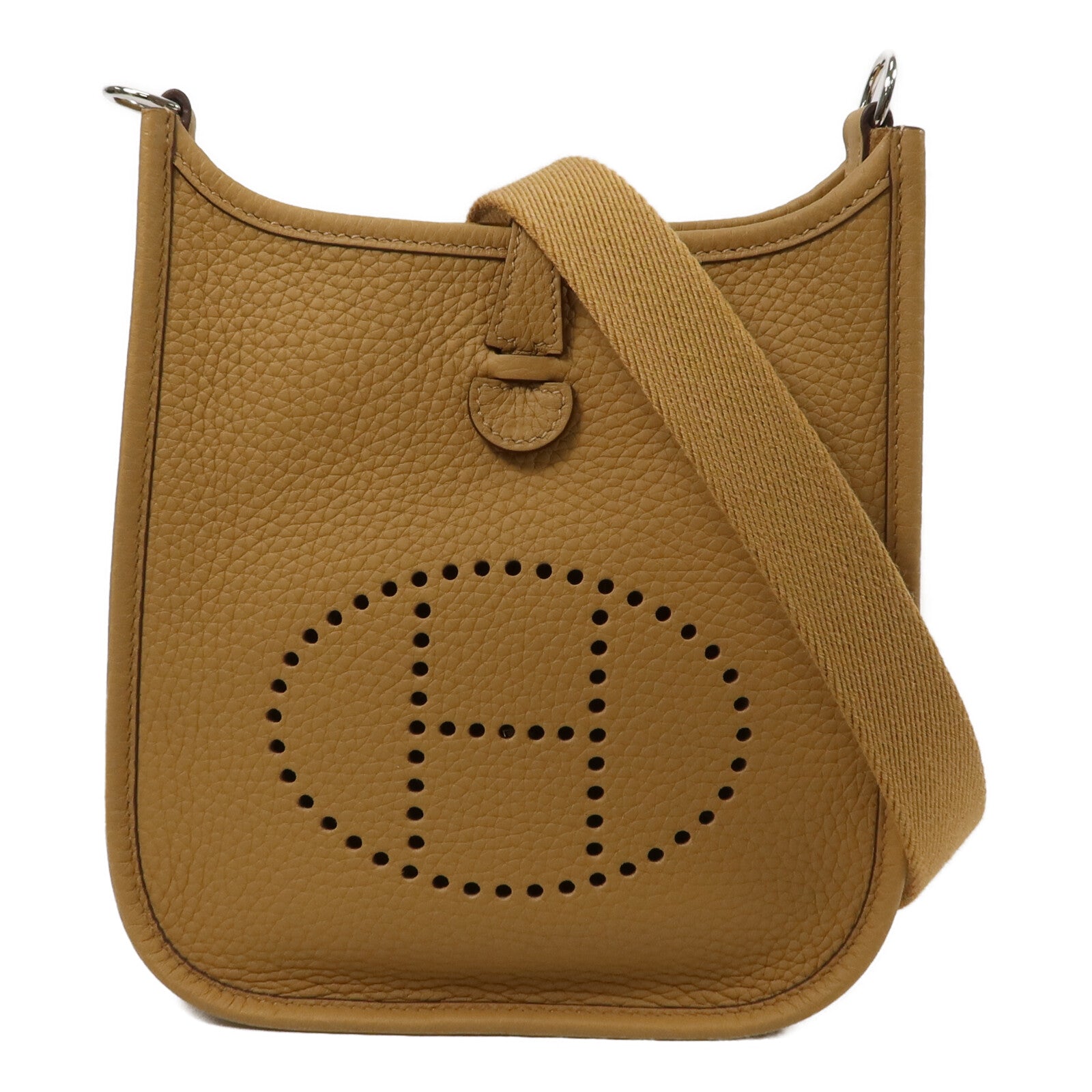 HERMES Clemence皮革Evelyne TPM肩背袋Biscuit