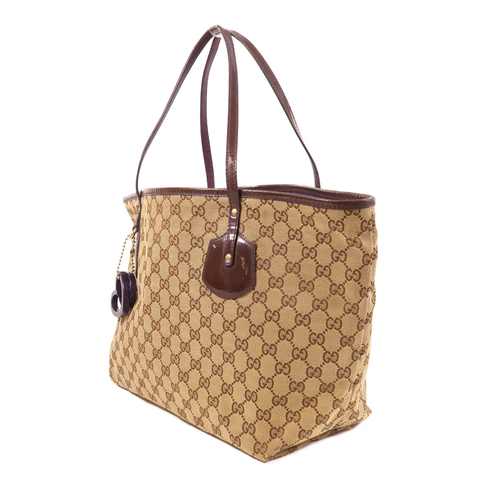 GUCCI 帆布Tote Bag金扣肩背袋