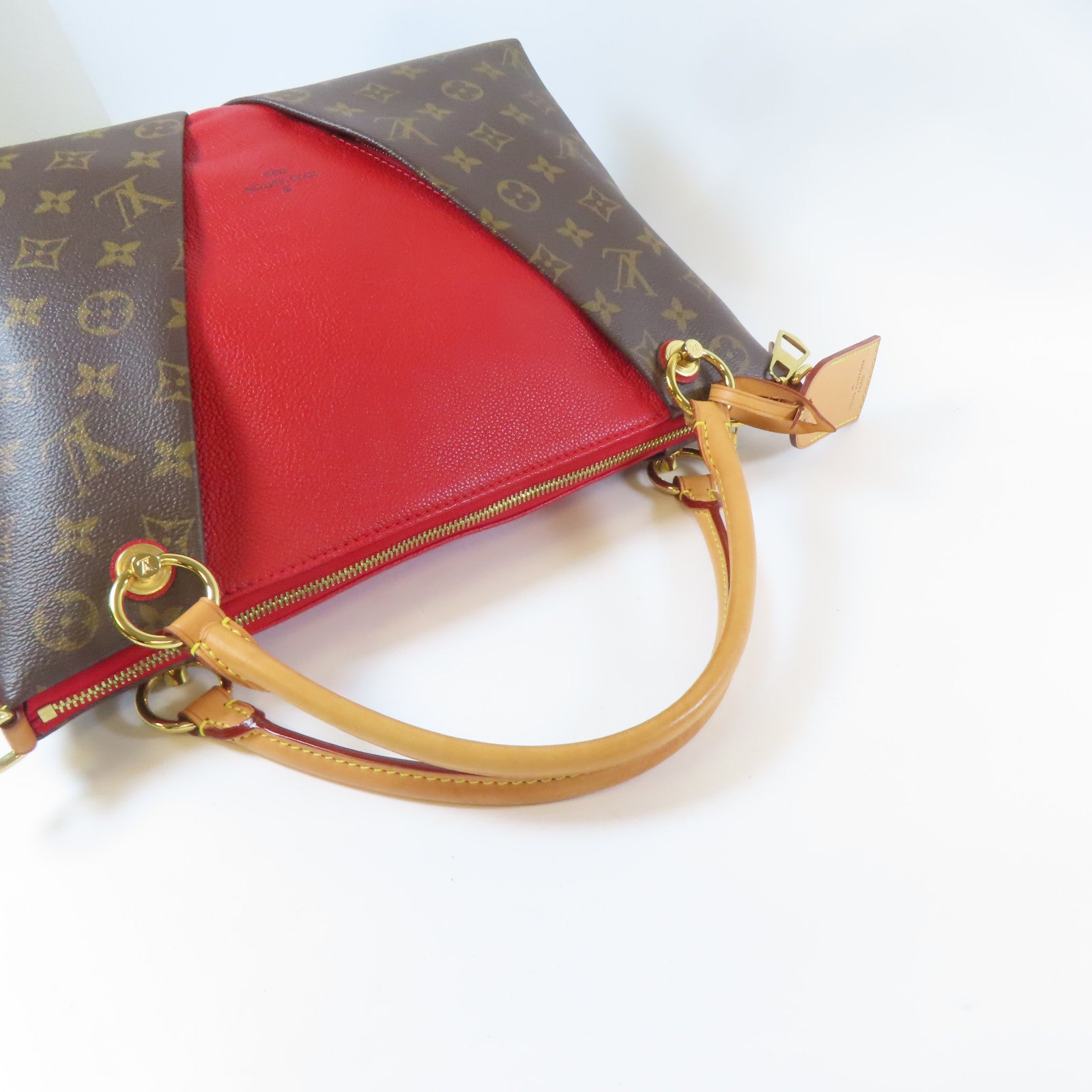 LOUIS VUITTON Monogram V Tote MM金扣手挽肩背兩用袋紅色/啡色