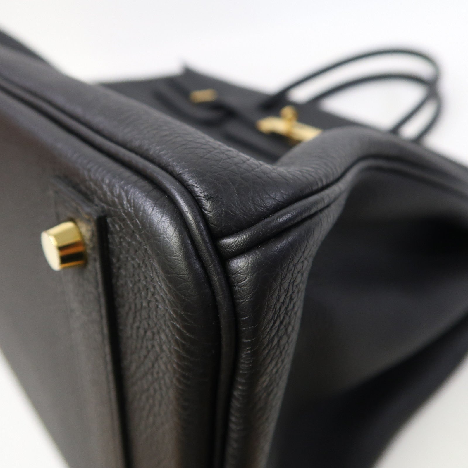 HERMES Clemence皮革Birkin 40金扣手挽袋黑色
