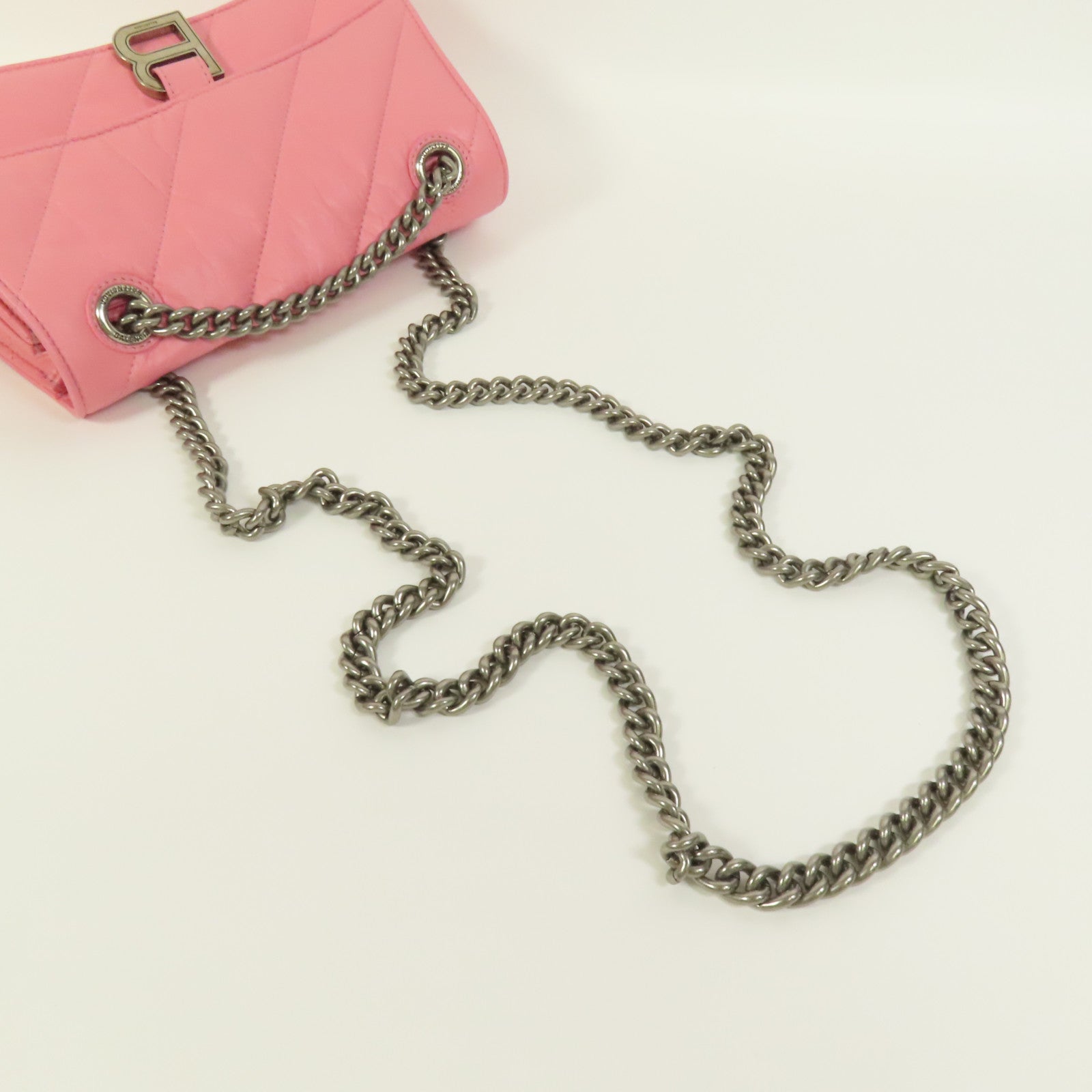 BALENCIAGA 牛皮皮革Crush Small銀扣鏈帶肩背袋