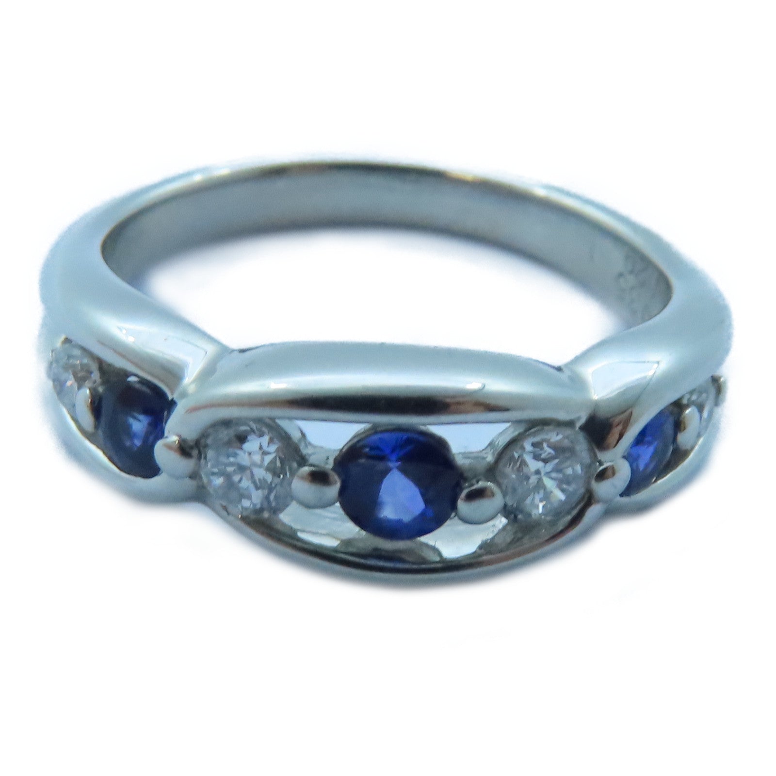JEWELRY 【激減優惠】PT900白金Sapphire/Diamond Ring 0.35ct藍寶石/0.29ct鑽石戒指US#6.25