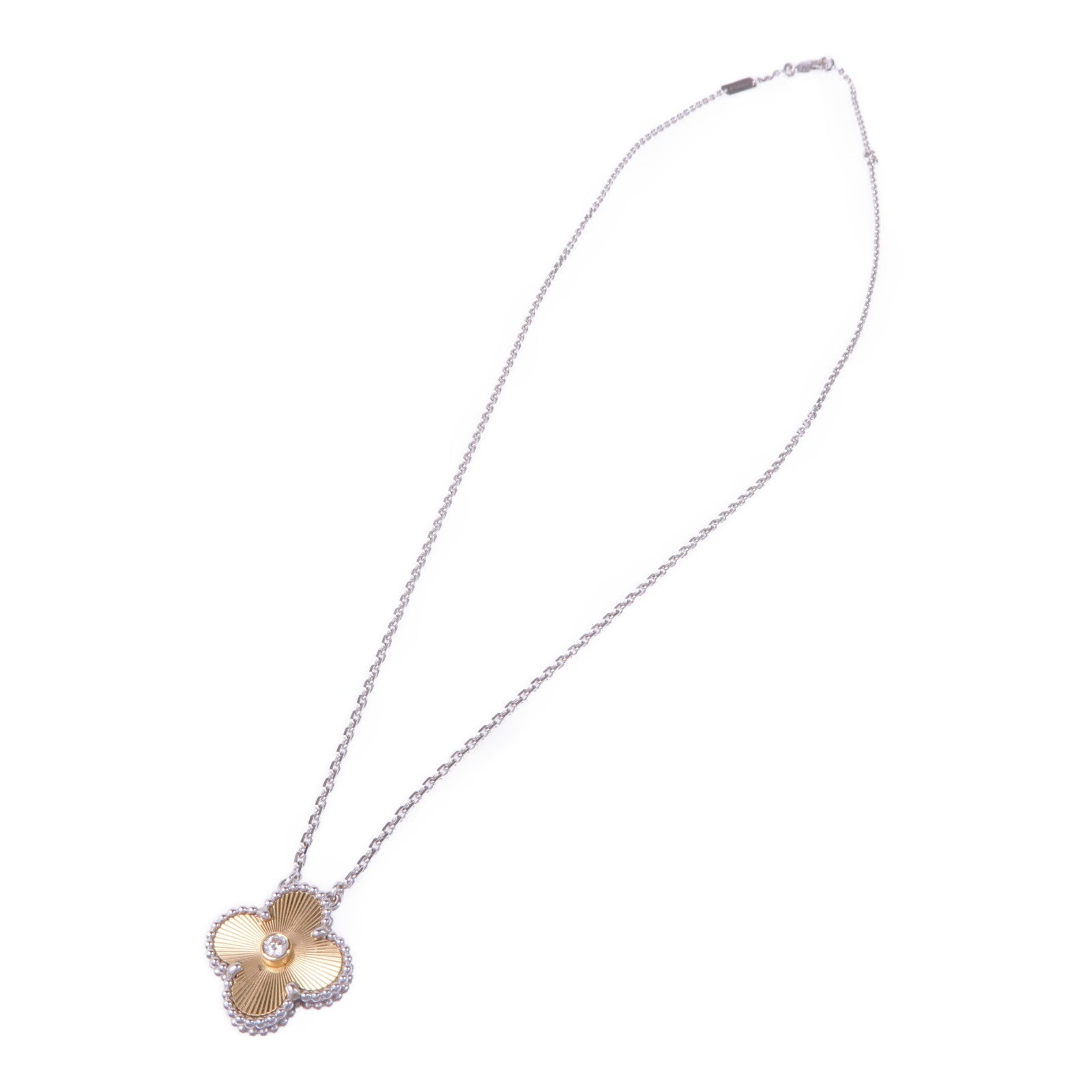 Van Cleef & Arpels 18K白金/玫瑰金Vintage Alhambra Pendant鑽石項鍊