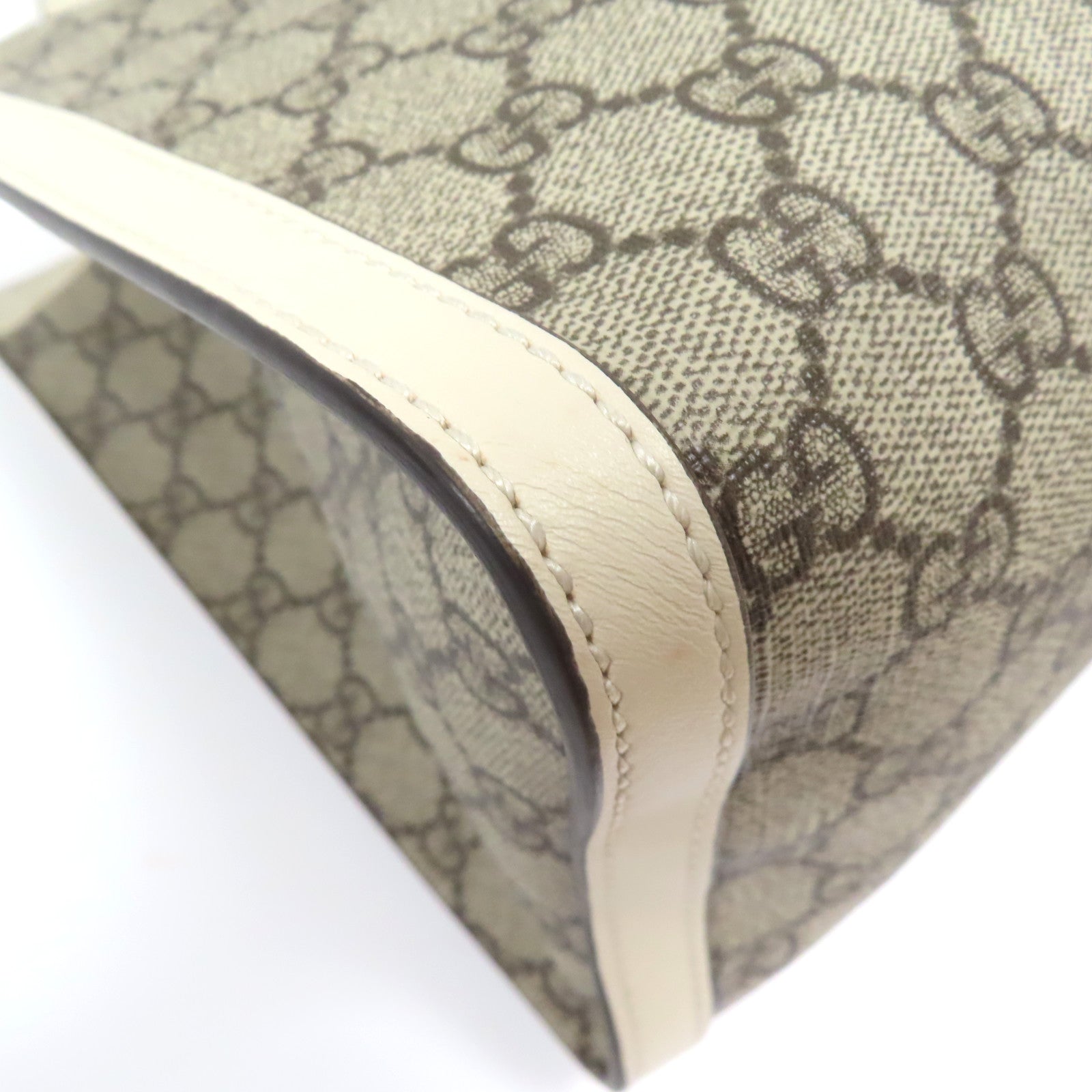 GUCCI 【激減優惠】塗層帆布Shoulder Bag金扣肩背袋啡色