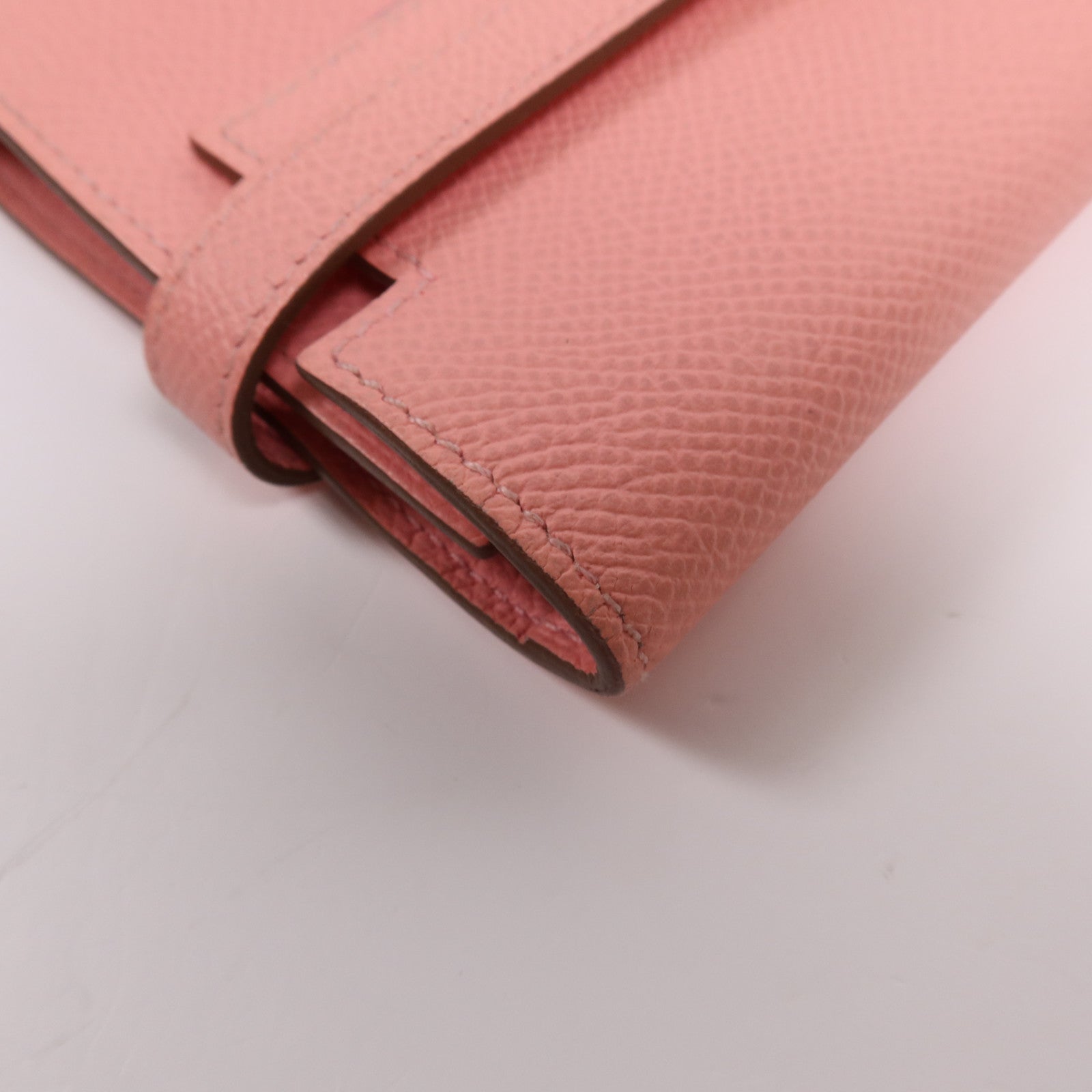 HERMES Epsom皮革Kelly Wallet銀扣長錢包Rose Confetti