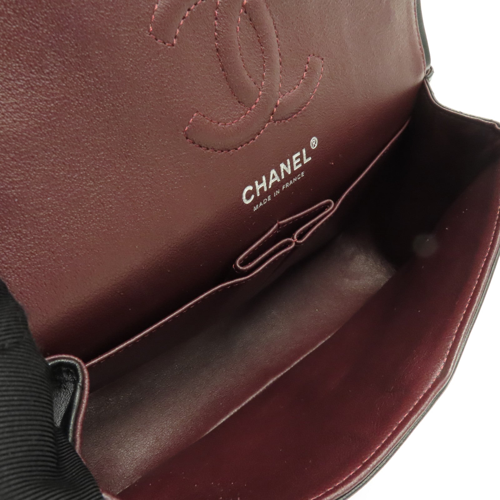 CHANEL 菱格羊皮皮革Classic Flap 23銀扣鏈帶肩背袋黑色