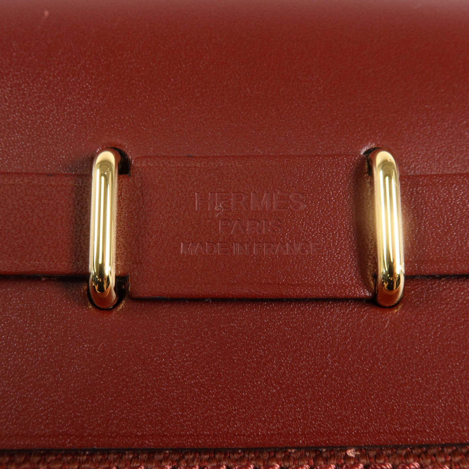 HERMES 帆布/皮革Mini Herbag肩背袋Rouge H