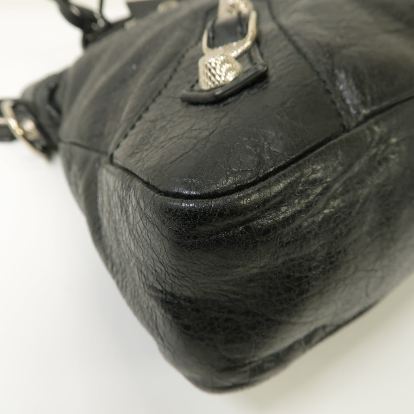 BALENCIAGA 牛皮皮革Giant Town銀扣手挽肩背兩用袋白色