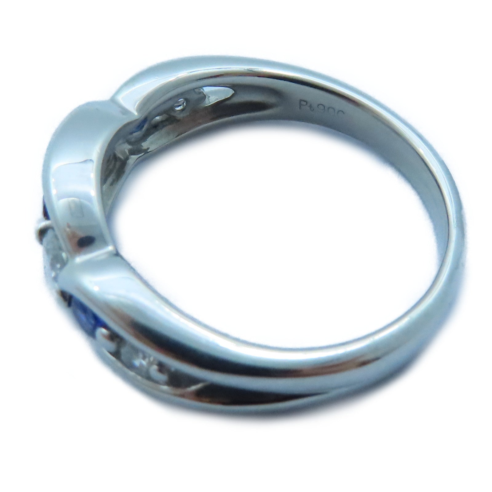 JEWELRY 【激減優惠】PT900白金Sapphire/Diamond Ring 0.35ct藍寶石/0.29ct鑽石戒指US#6.25