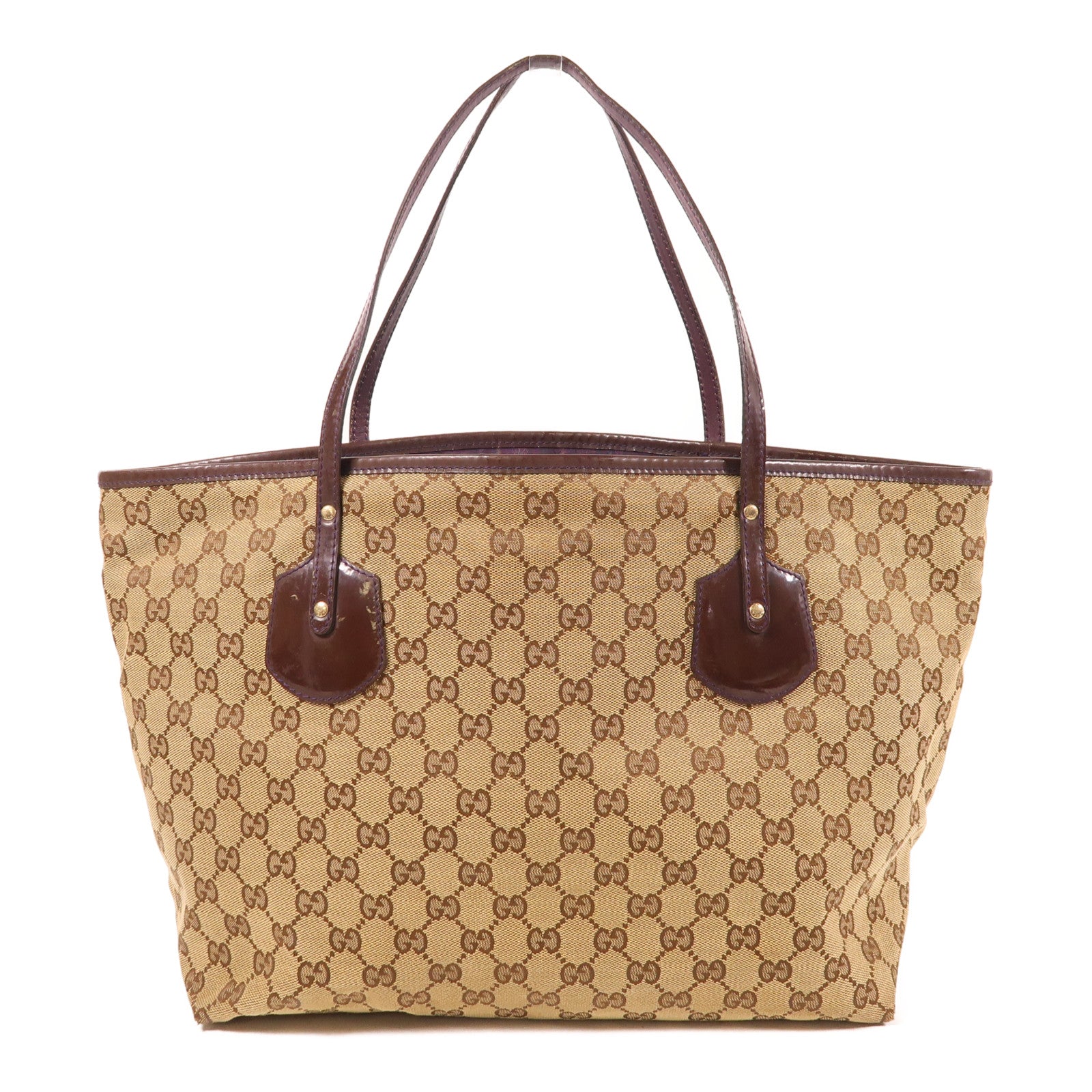 GUCCI 帆布Tote Bag金扣肩背袋