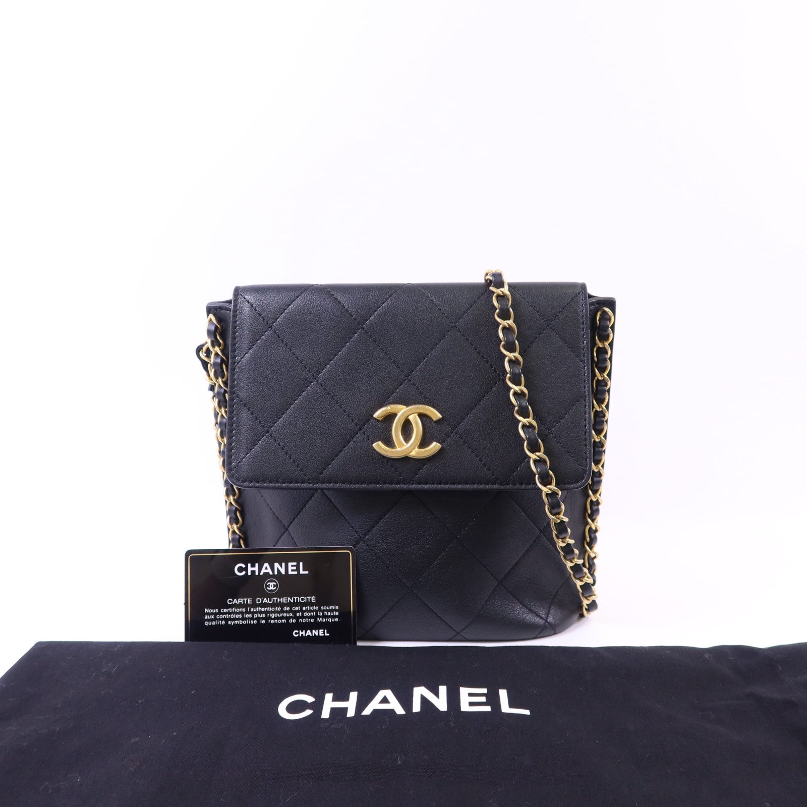 CHANEL 牛皮皮革Chain Shoulder Bag金扣鏈帶肩背袋
