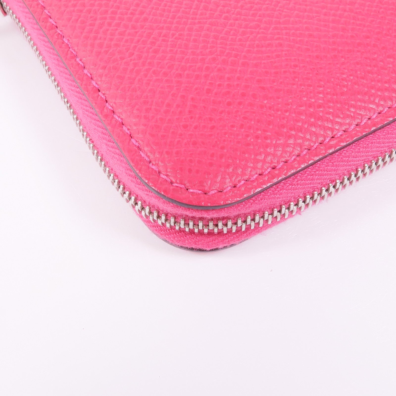 HERMES Epsom皮革Silk'In Compact Wallet銀扣錢包Rose Extreme