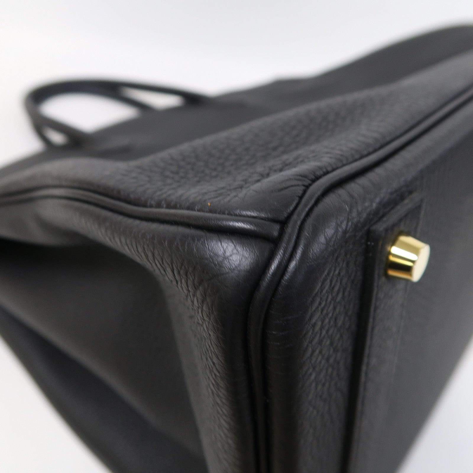 HERMES Clemence皮革Birkin 40金扣手挽袋黑色