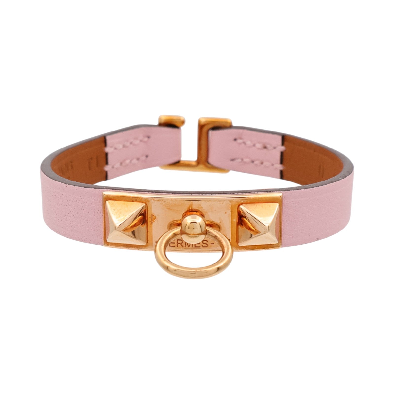 HERMES Swift皮革Rivale Tour Bracelet手鏈Rose Sakura