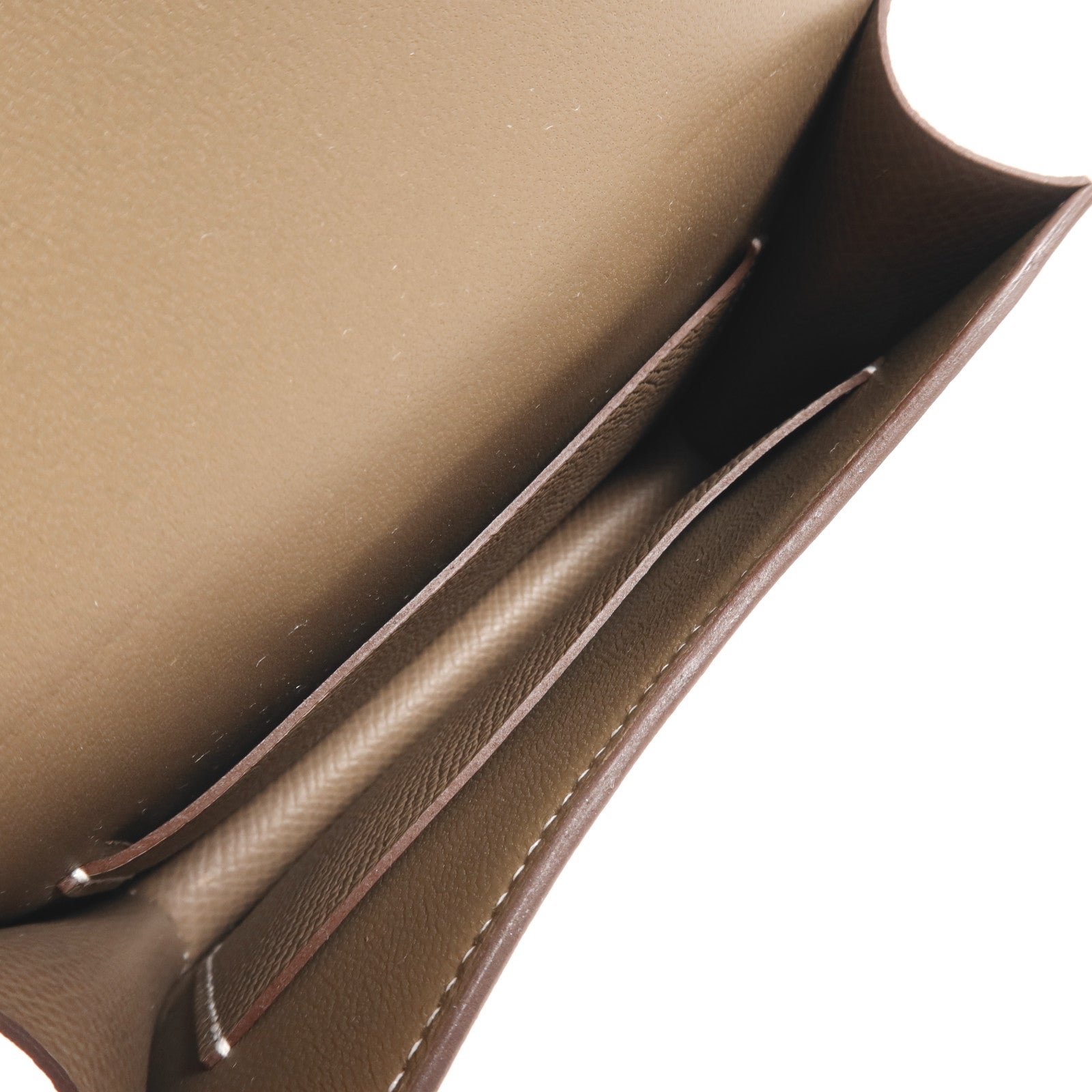 HERMES Evercolor皮革Constance Slim銀扣錢包Etoupe