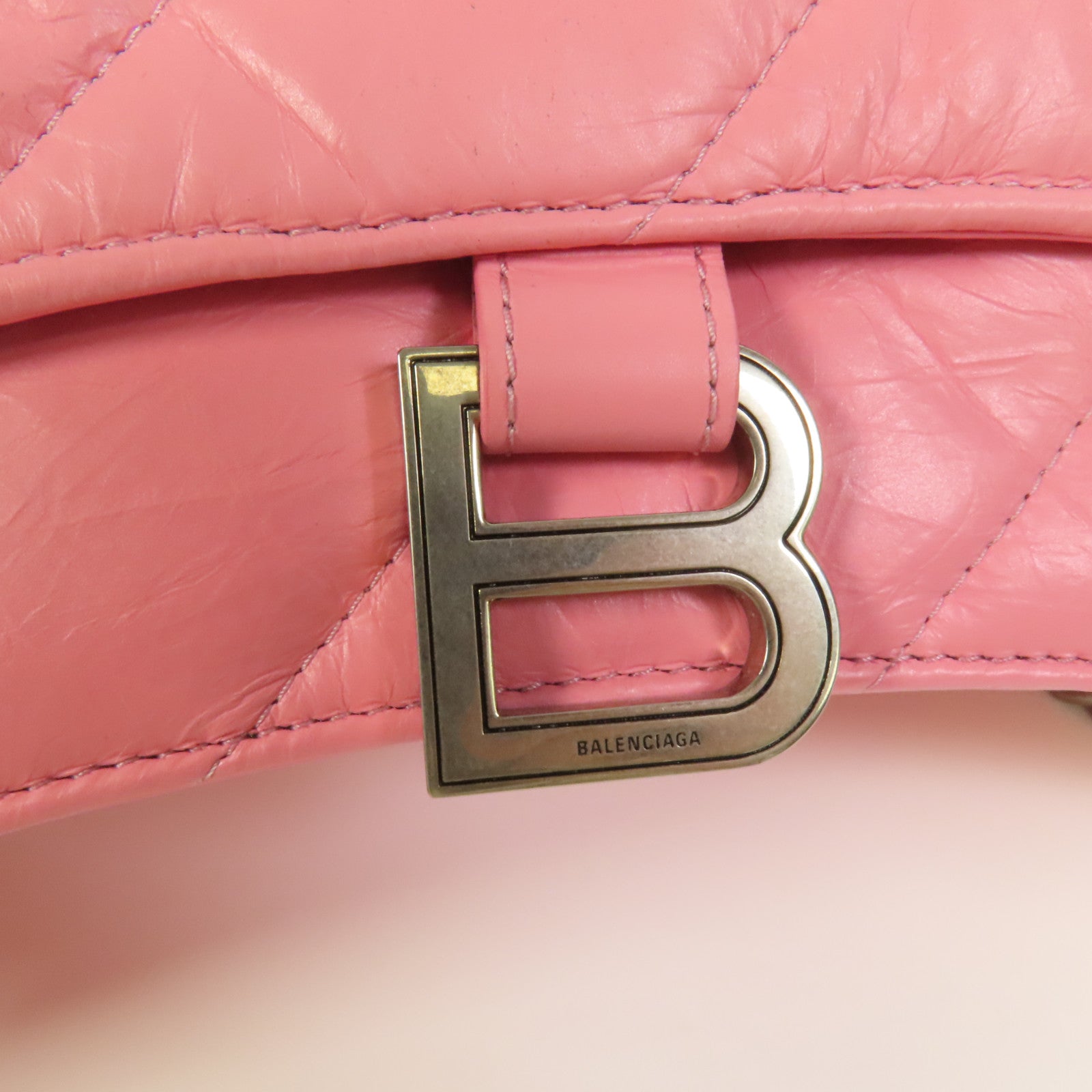 BALENCIAGA 牛皮皮革Crush Small銀扣鏈帶肩背袋