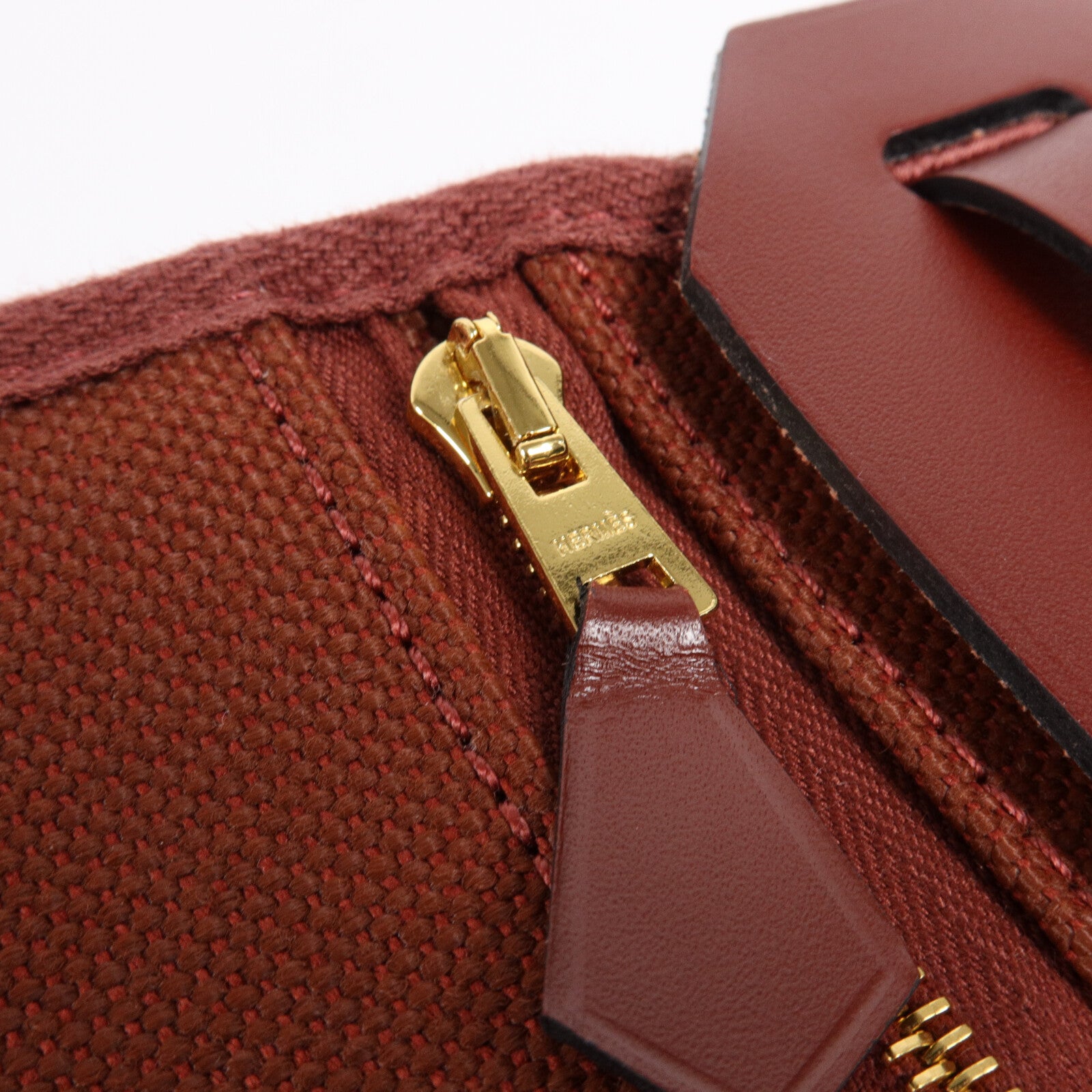 HERMES 帆布/皮革Mini Herbag肩背袋Rouge H