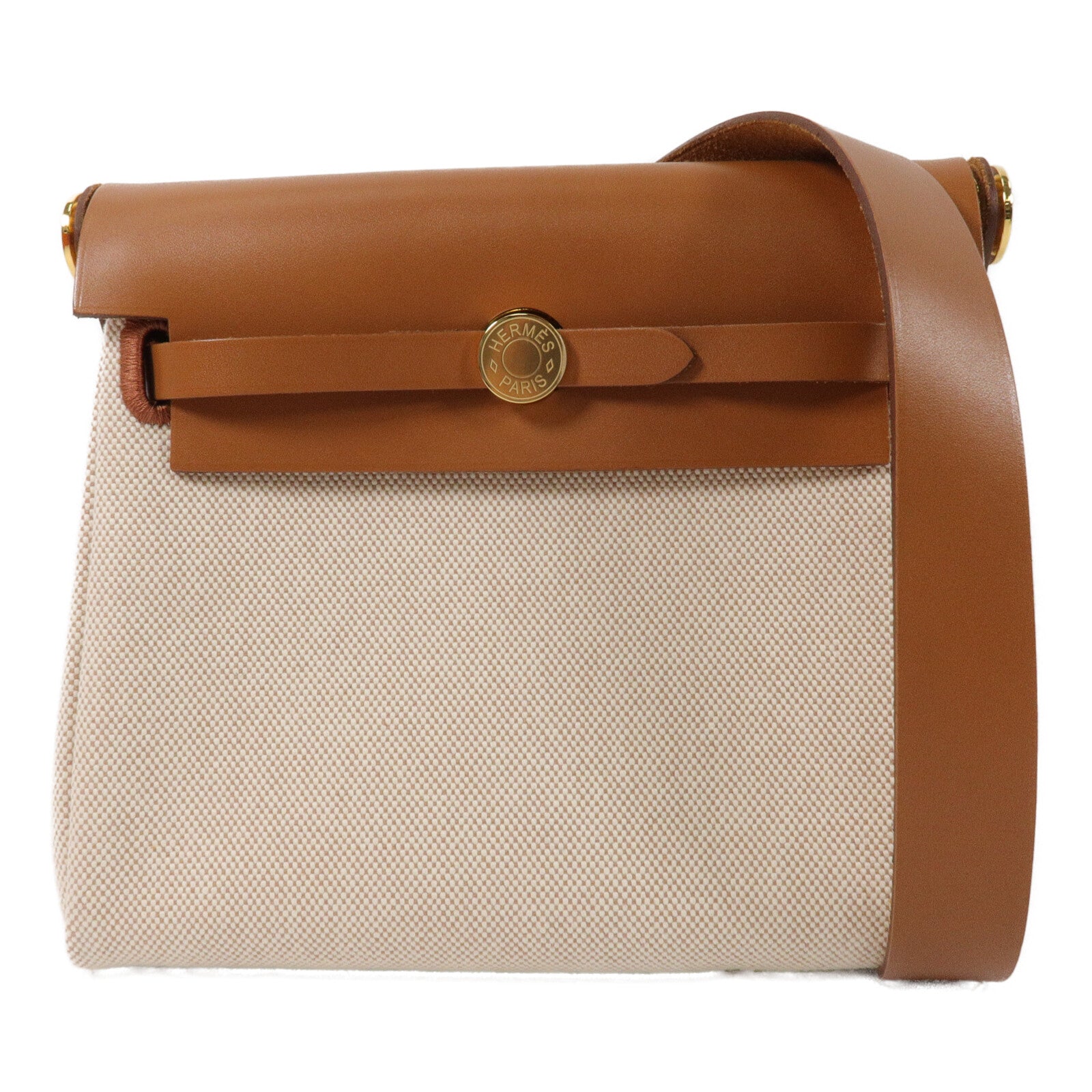 HERMES 帆布Mini Herbag肩背袋Gold