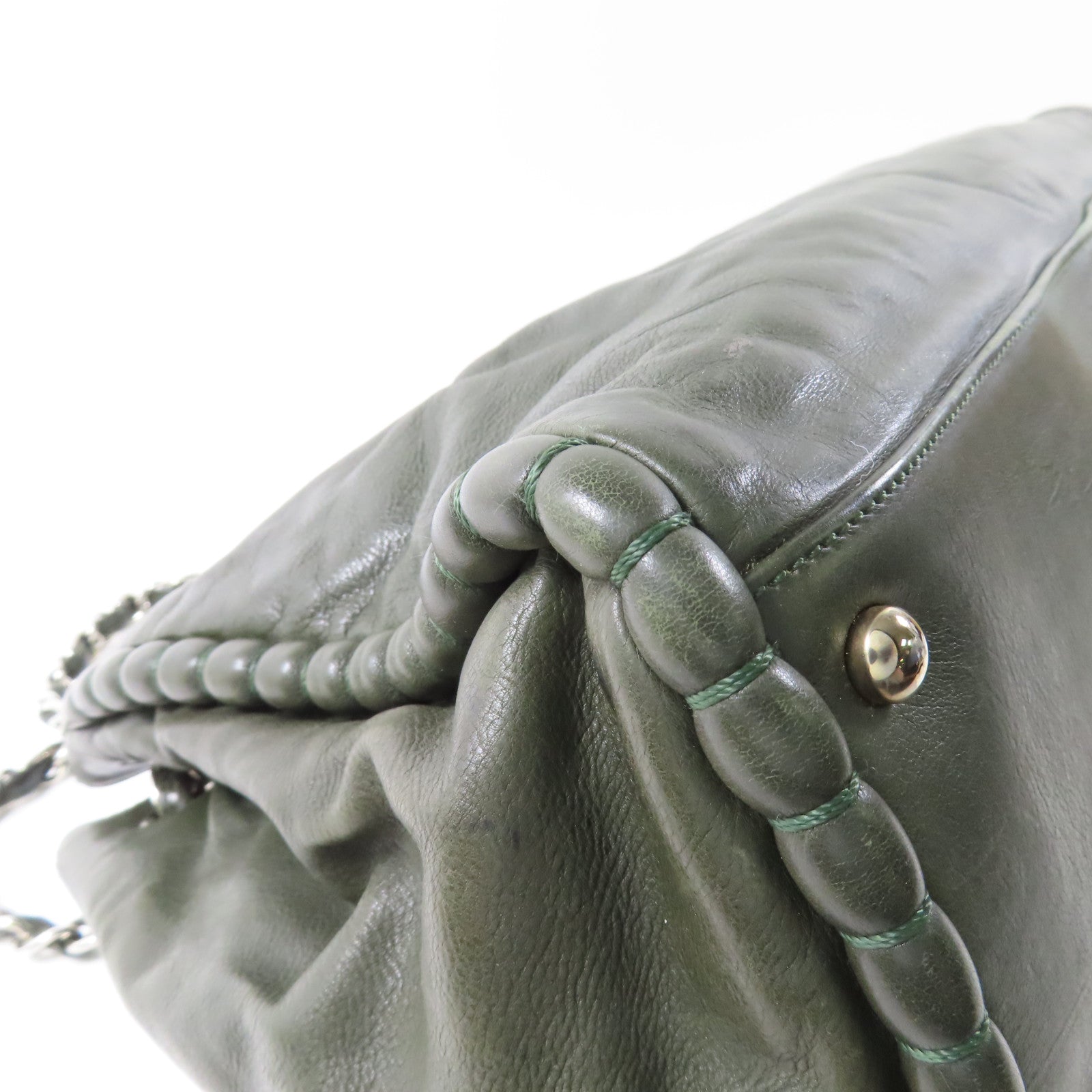 CHANEL CC SHW Tote Bag Chain Tote Bag Calfskin Leather Green