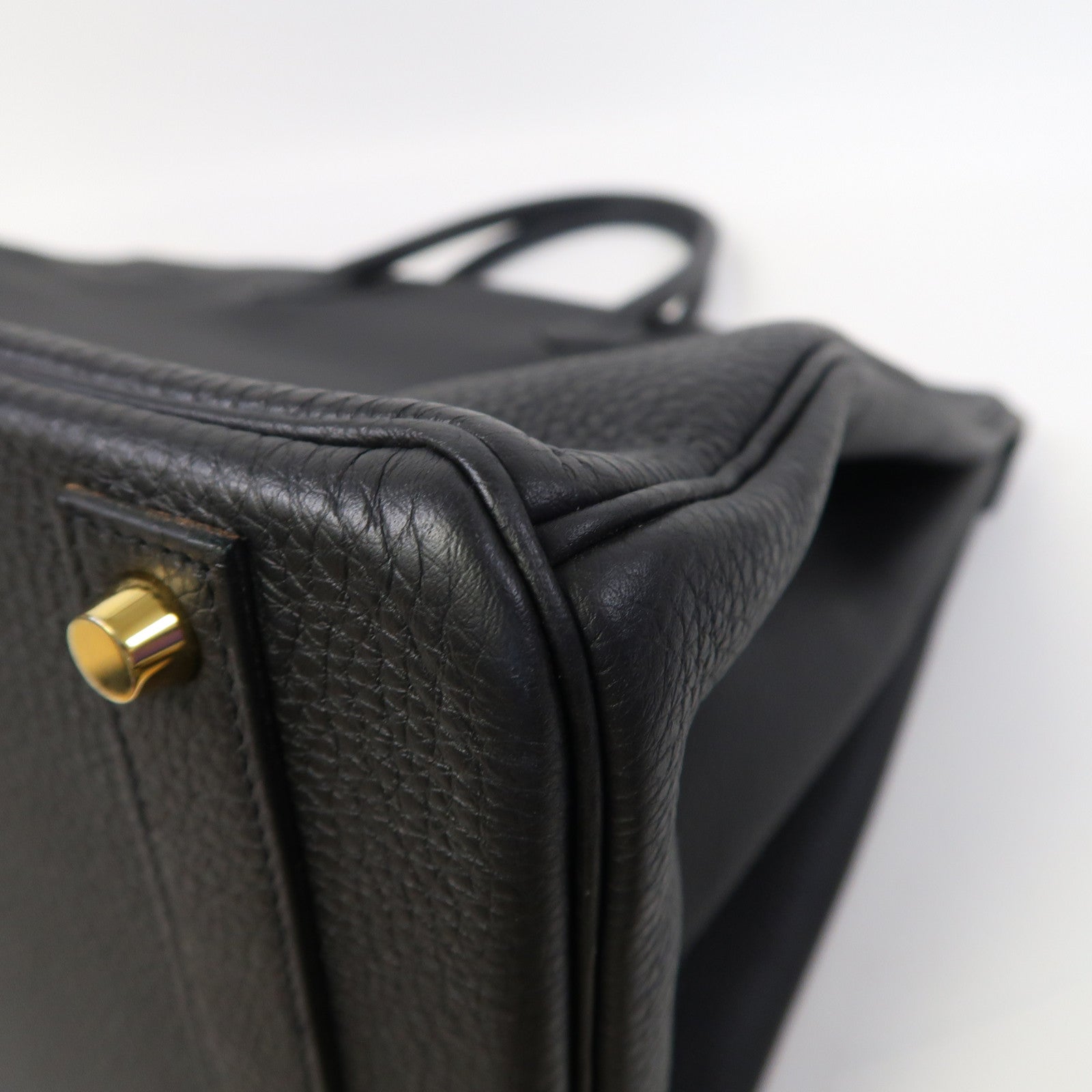 HERMES Clemence皮革Birkin 40金扣手挽袋黑色